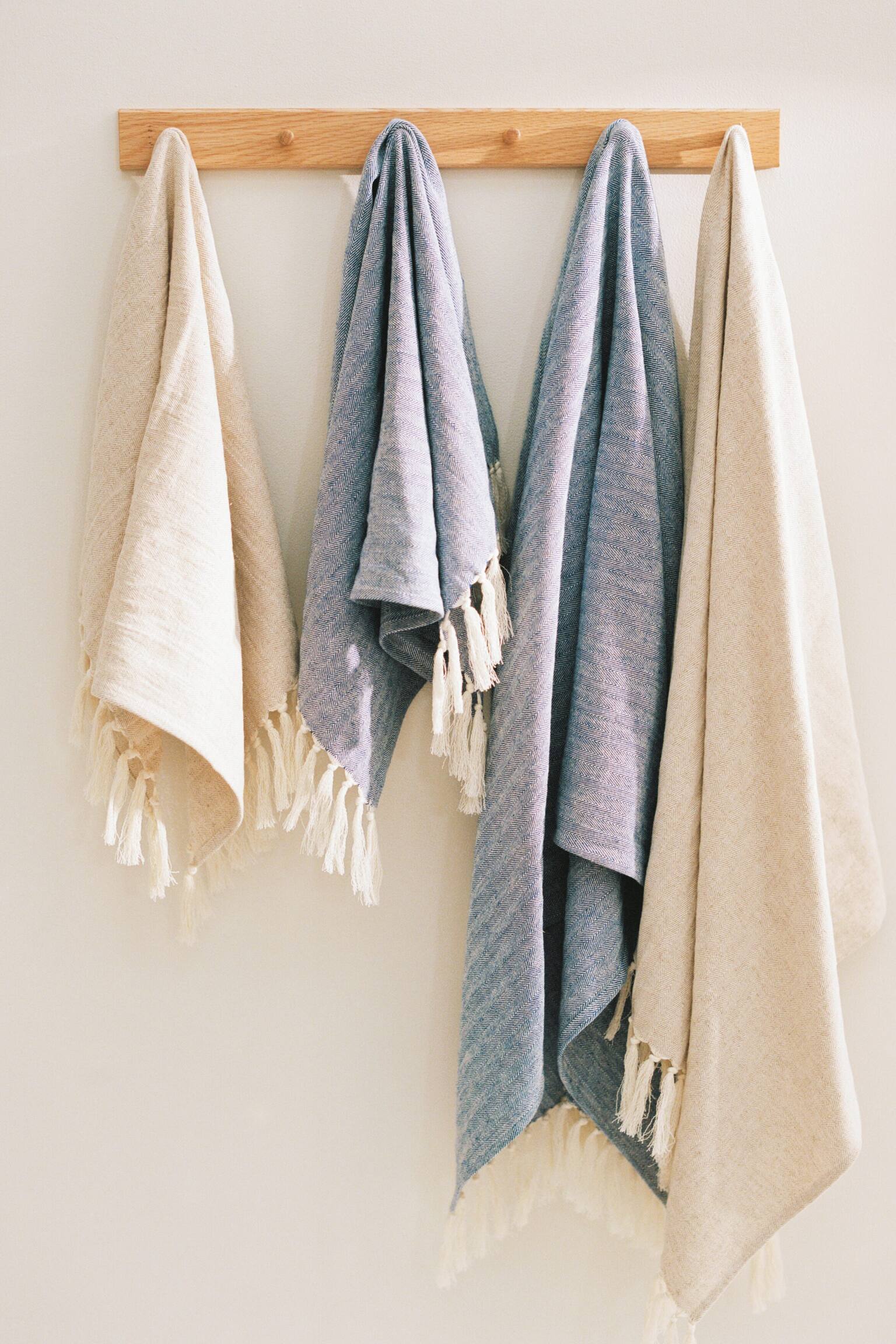 Serviette invité 50 x 70 cm - Beige/Bleu - 1