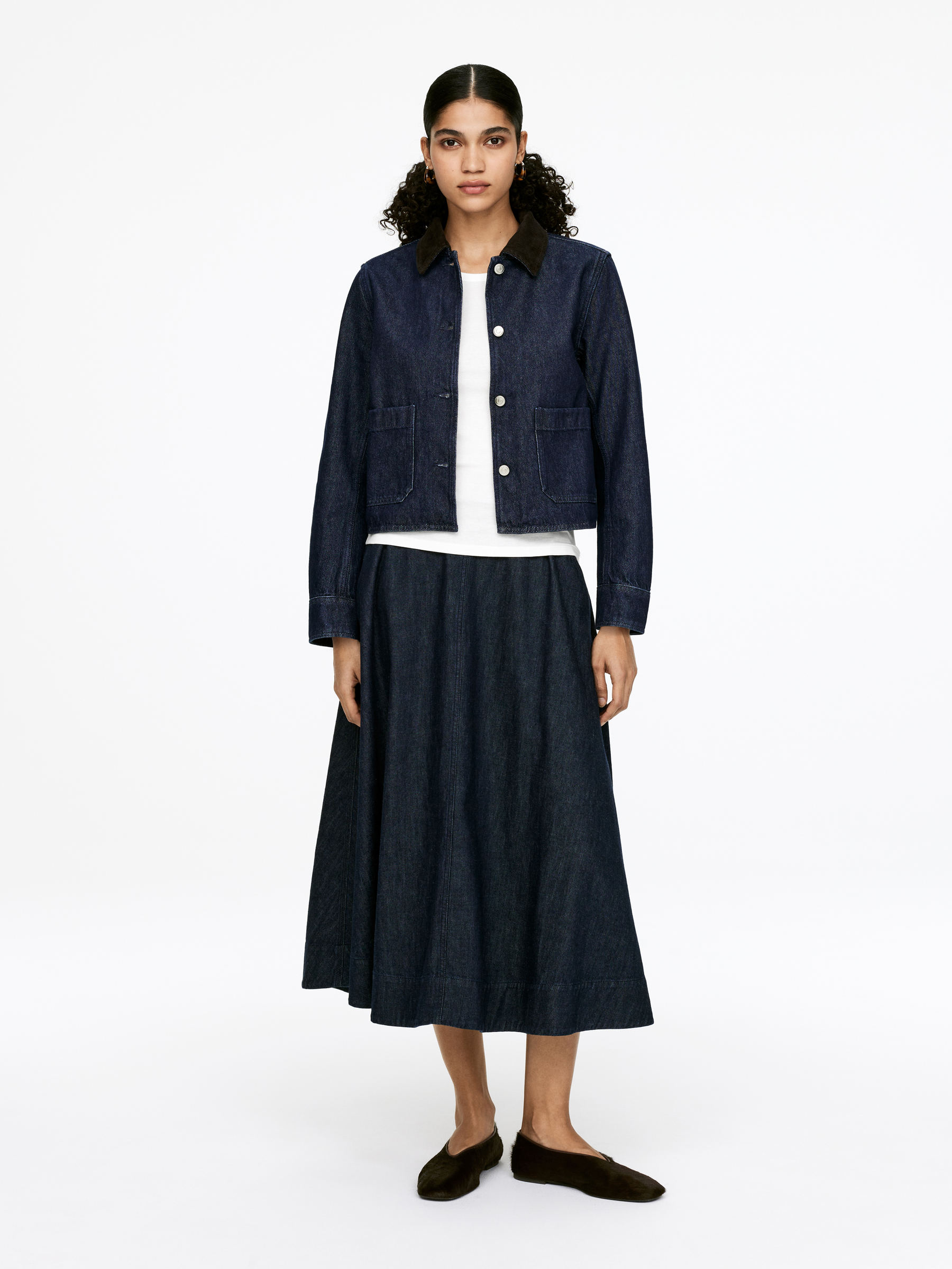 Overshirt i denim med manchesterkrage - Mörkblå - Regular fit - Women - StillMedia/Lookbook - 6