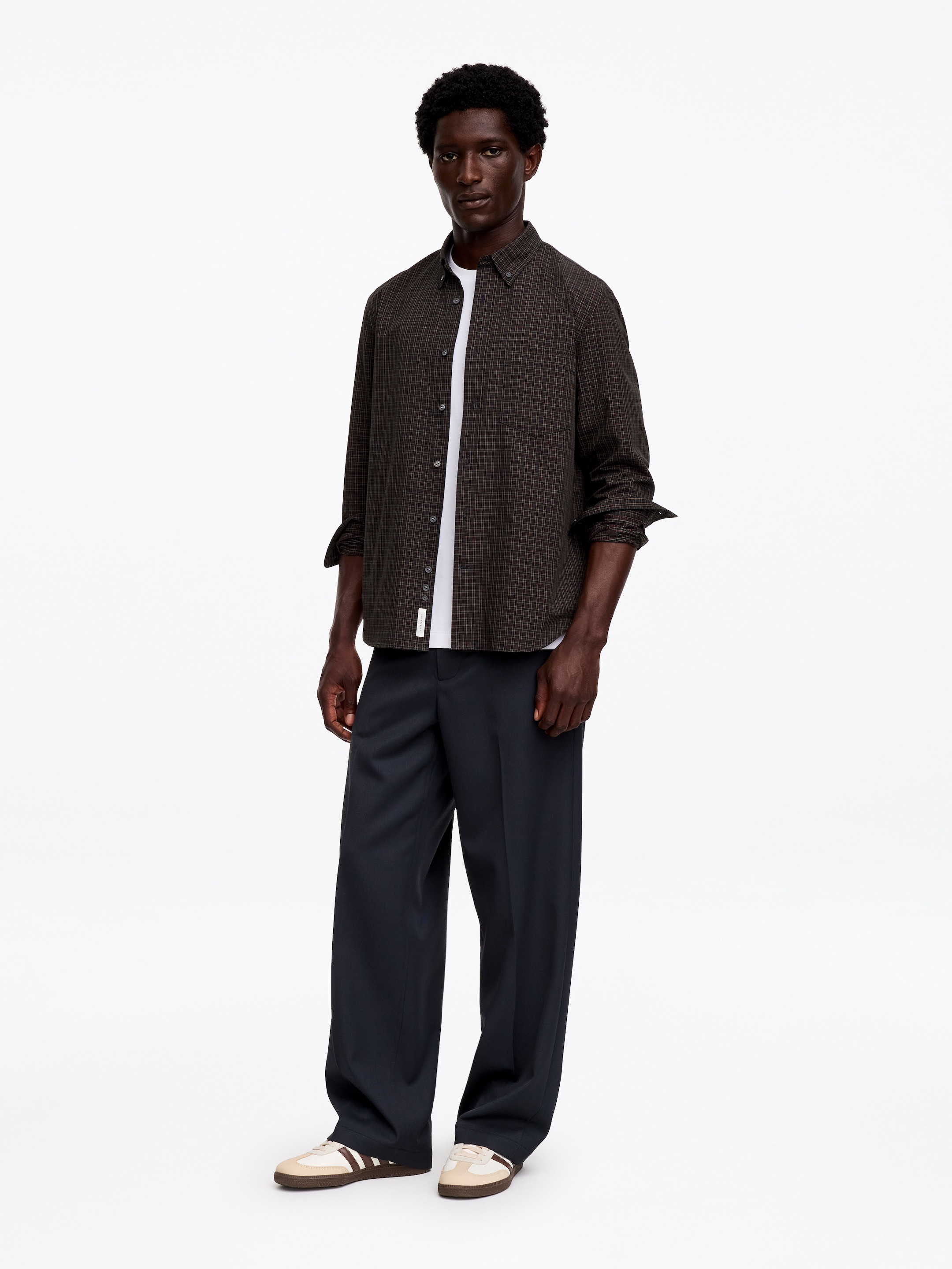 Chemise classique en sergé - Bleu foncé/Carreaux - Regular fit - men - StillMedia/Lookbook - 3