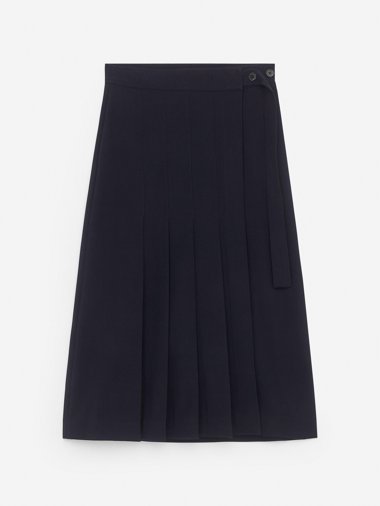Geplooide rok van een wolmix - Donkerblauw