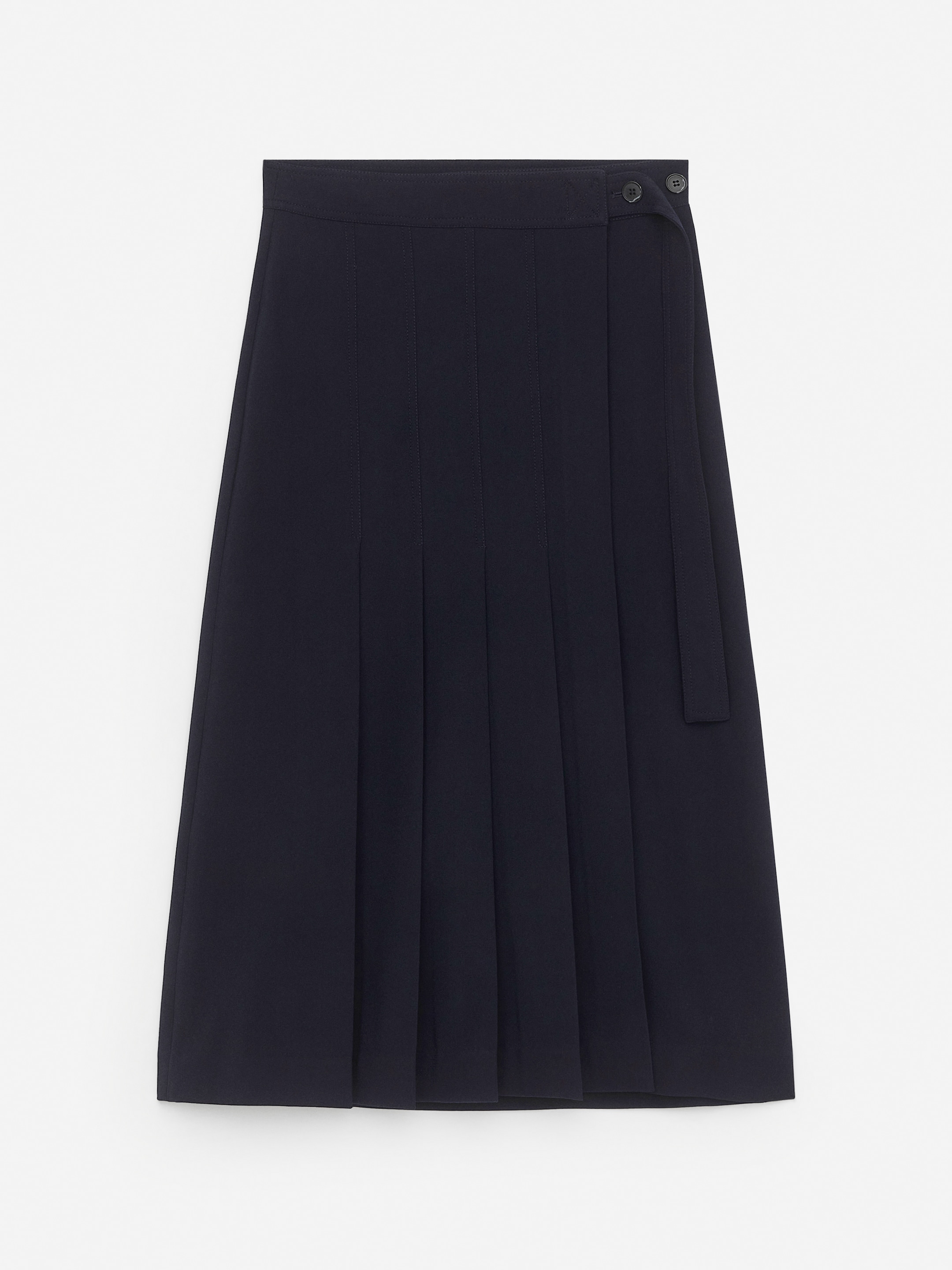 Visa större bild: Plisserad kjol i ullblandning - Mörkblå - DAM | H&M SE 1