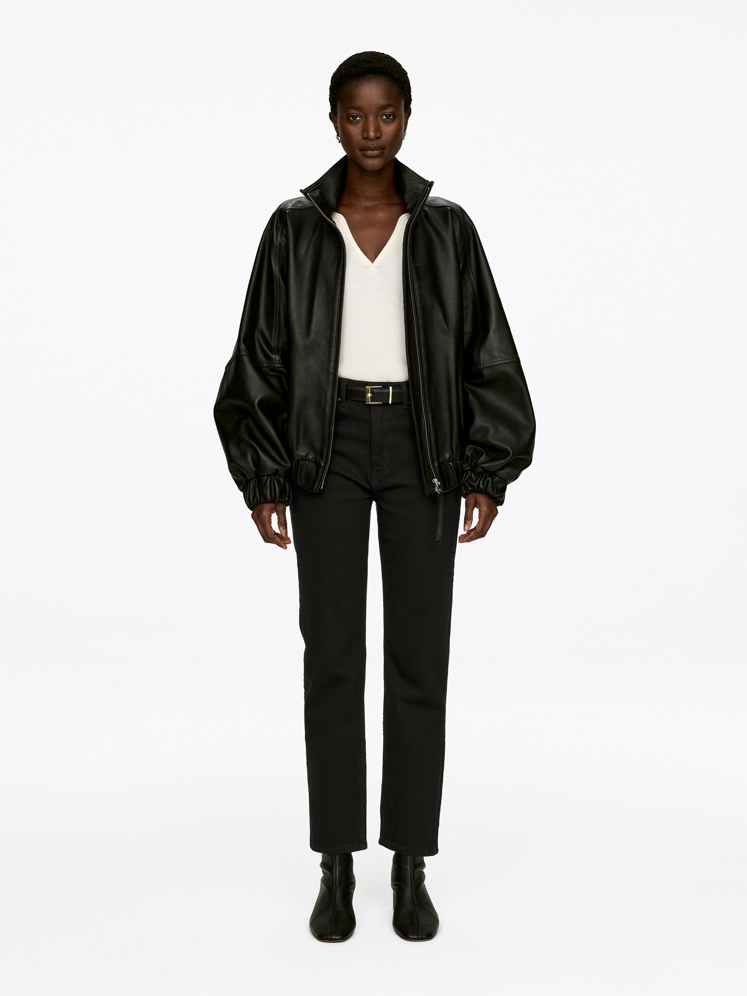 Jean slim raccourci JADE - Noir/Noir délavé/Bleu/Bleu foncé/Blanc/Rouge foncé/Bleu moyen/Bleu foncé - 1