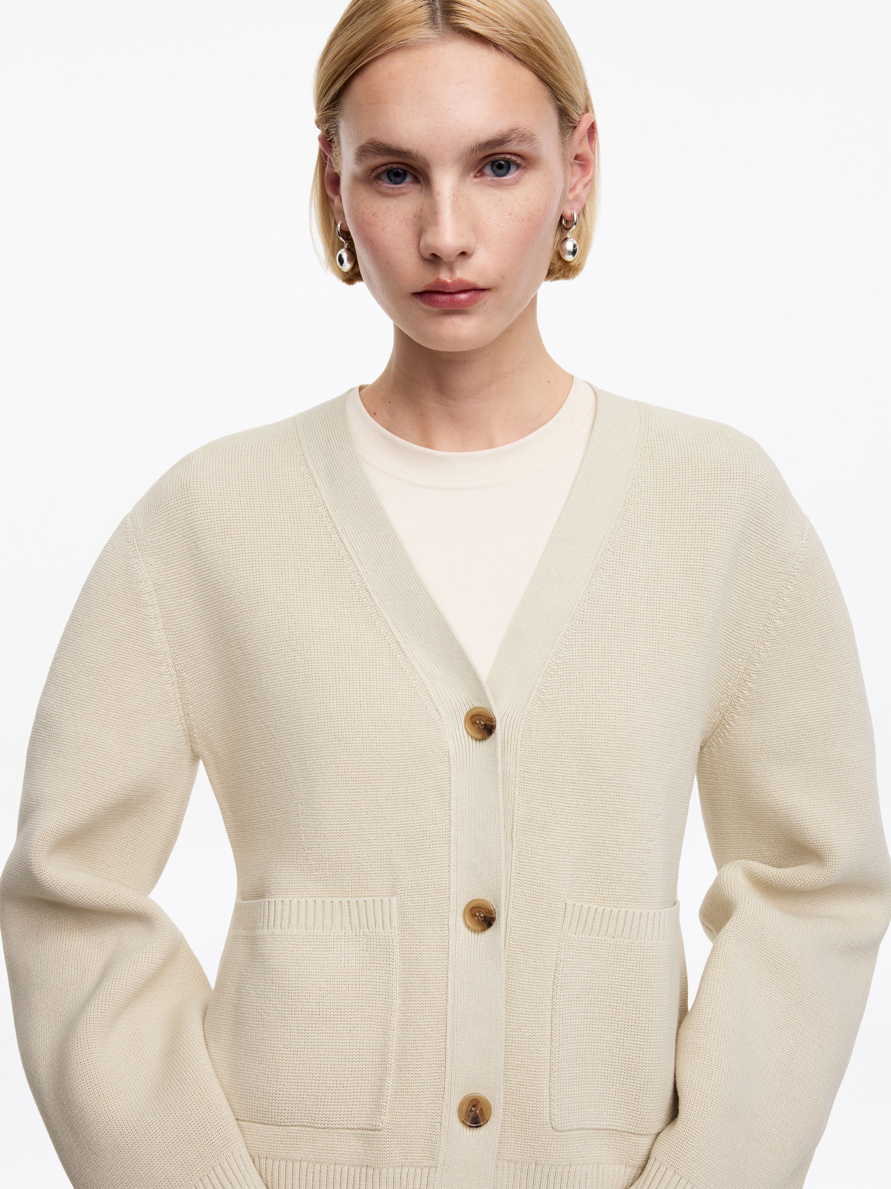 Cotton Cardigan - Light Mole - Loose fit - Women - StillMedia/Lookbook - 11