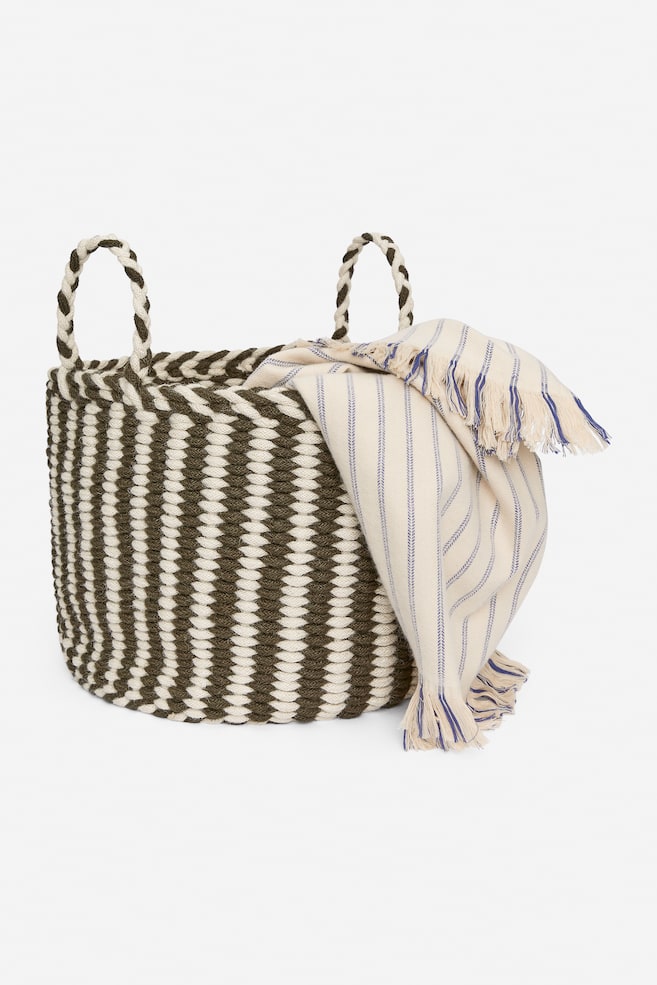 Storage Basket 41 cm-Verde caqui/branco-sujo - 2