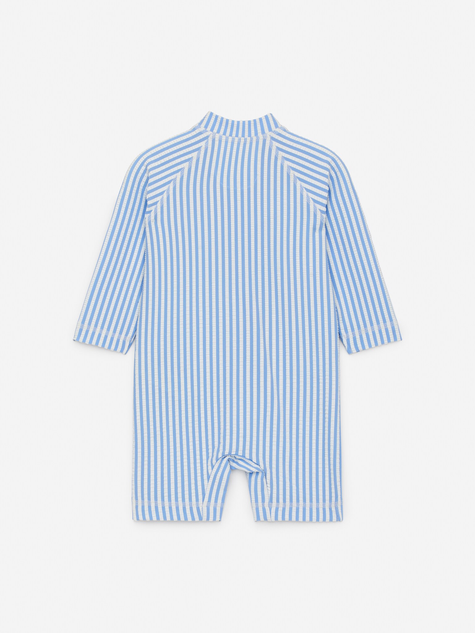 Mono de baño largo seersucker con protección UV - Azul claro/blanco - 3