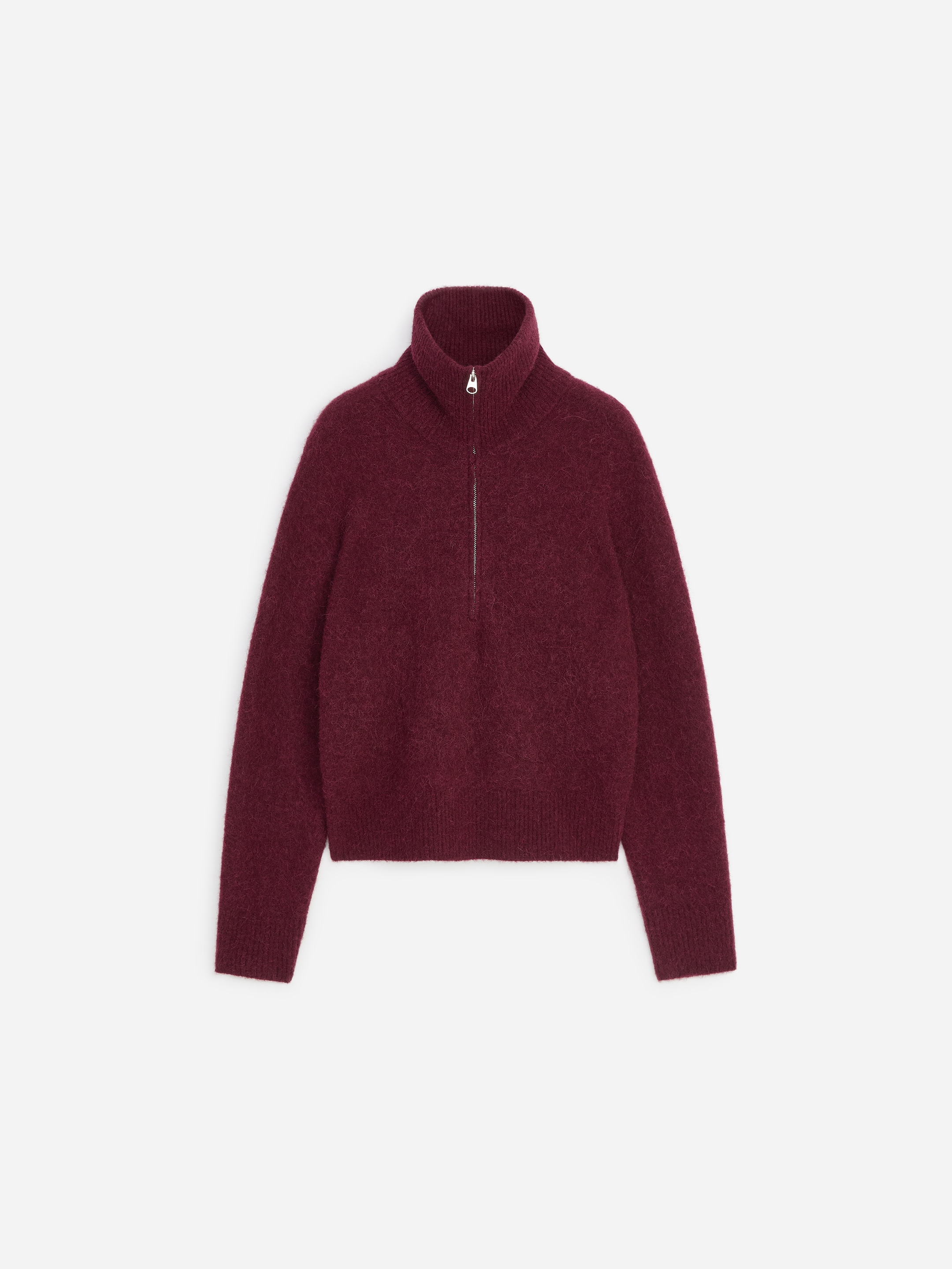 Pull demi-zippé en mélange d'alpaga - Rouge foncé - Loose fit - women - StillMedia/DescriptiveStillLife - 1