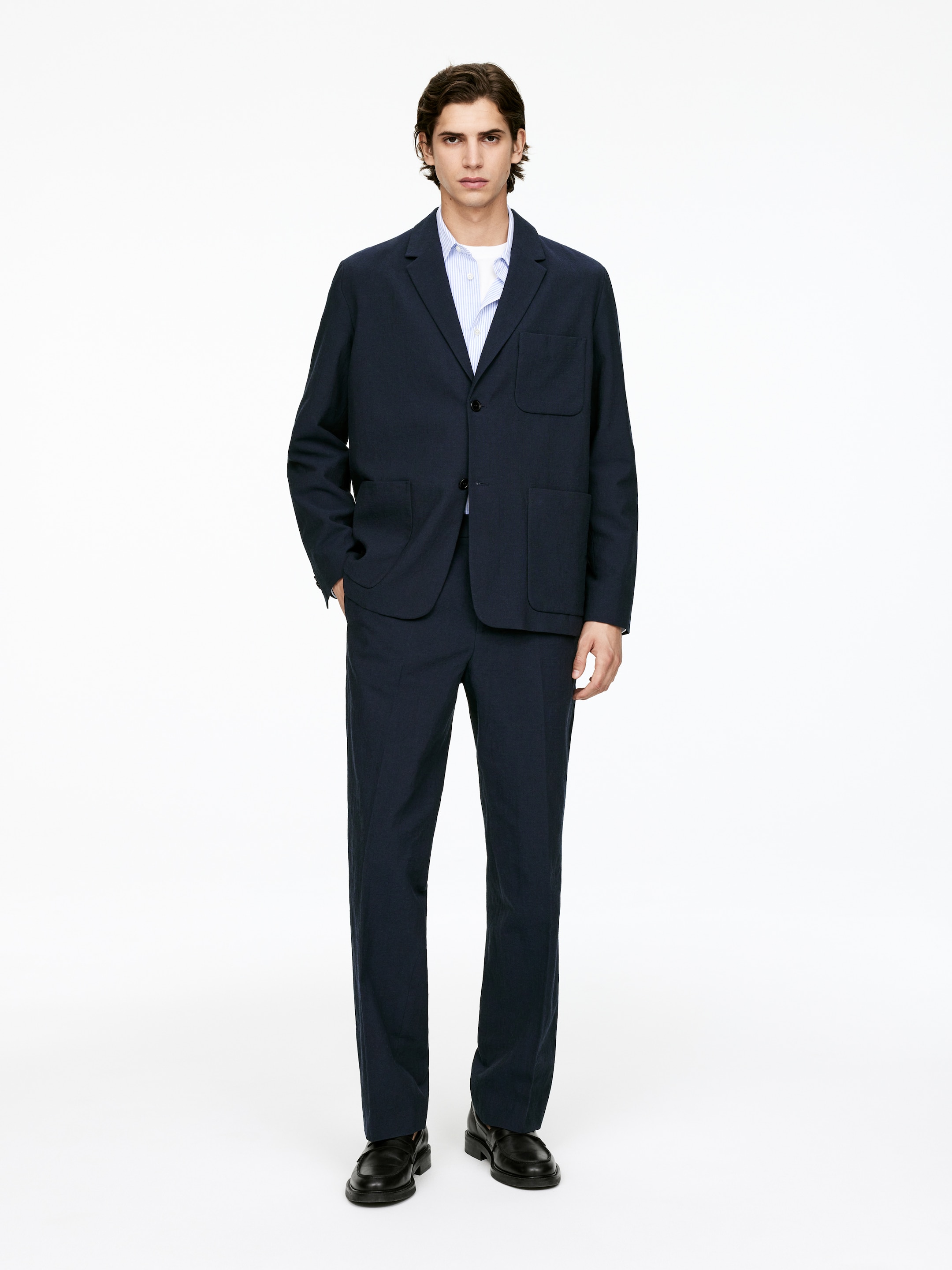 Agrandir l'image: Blazer texturé - Bleu foncé - HOMME | H&M FR 1