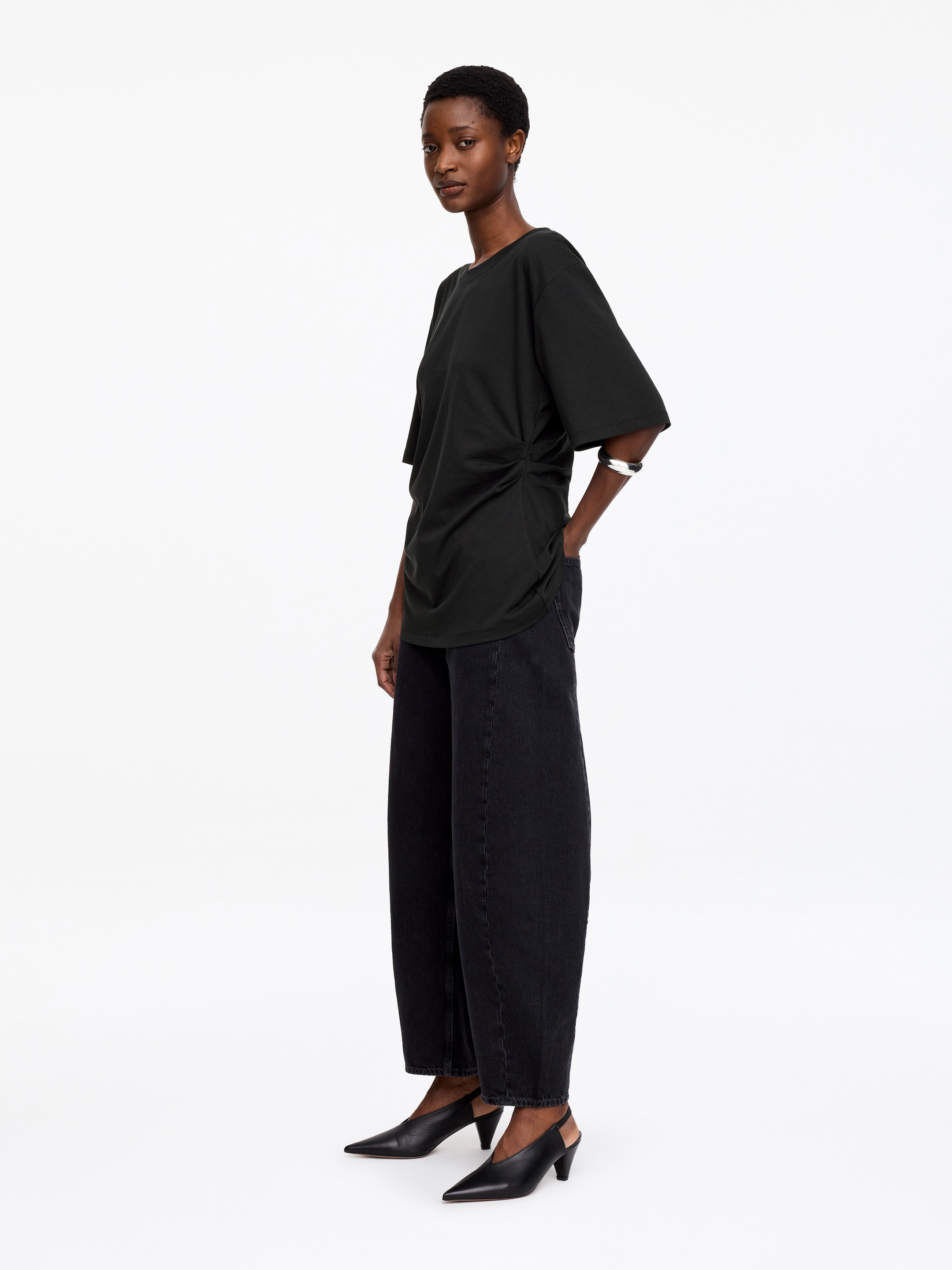 T-shirt drappeggiata - Nero - Regular fit - Women - StillMedia/Lookbook - 4