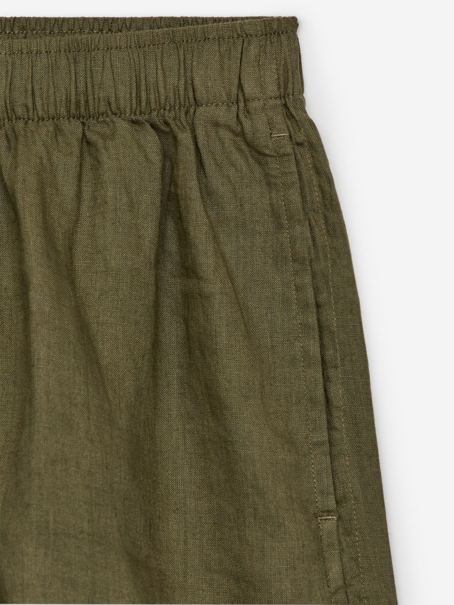 Linen Shorts - Khaki Green - 2