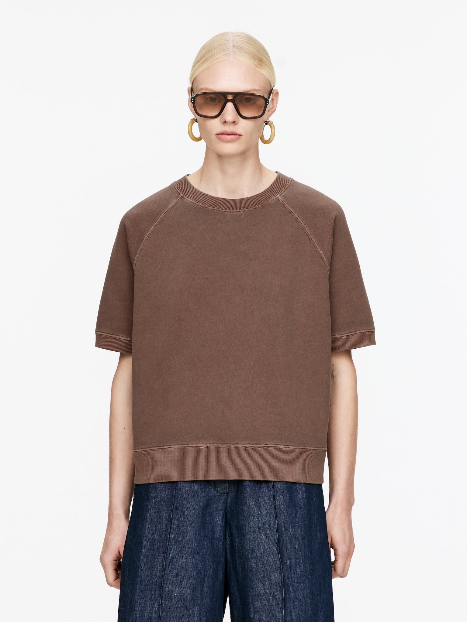 Felpa in spugna francese - Marrone/Rosa tenue/Off White/Blu/Rosso scuro/Grigio mélange