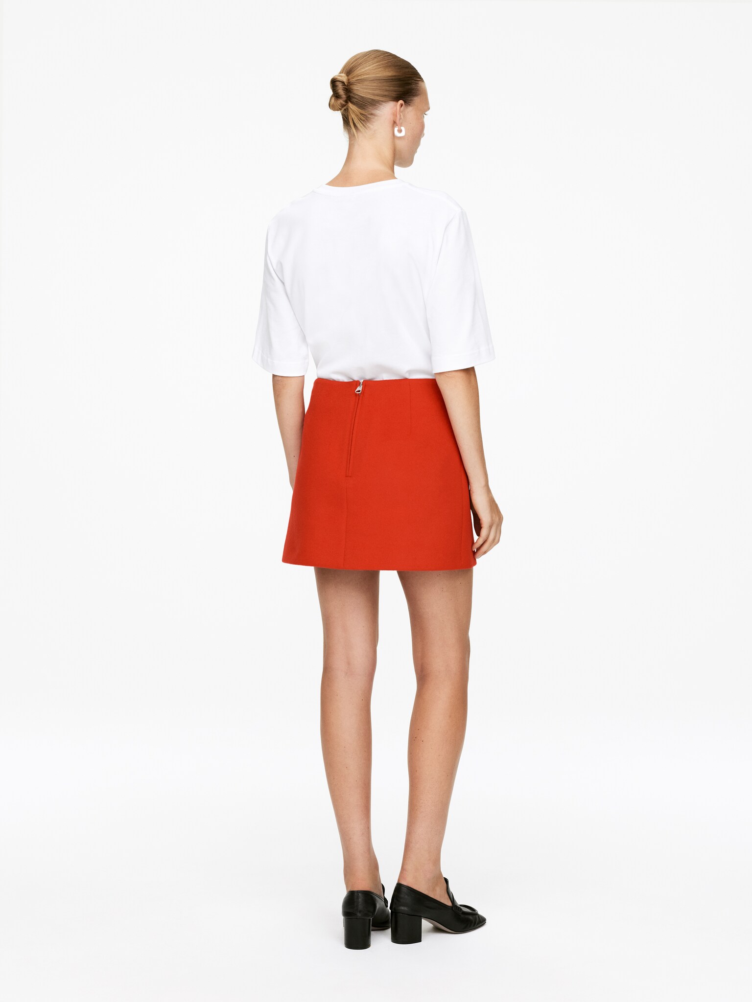 Mini-jupe en mélange de laine - Orange/Gris foncé - 6