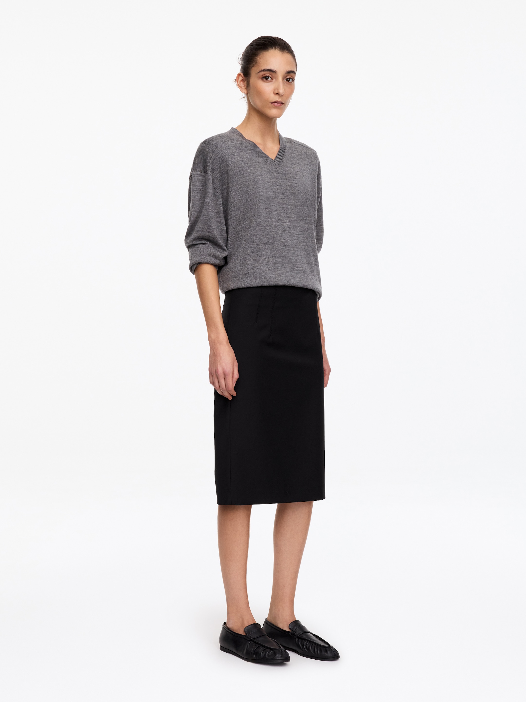 Spódnica ołówkowa z mieszanki z wełną - Czarny - Wąski fason - women - StillMedia/Lookbook - 7