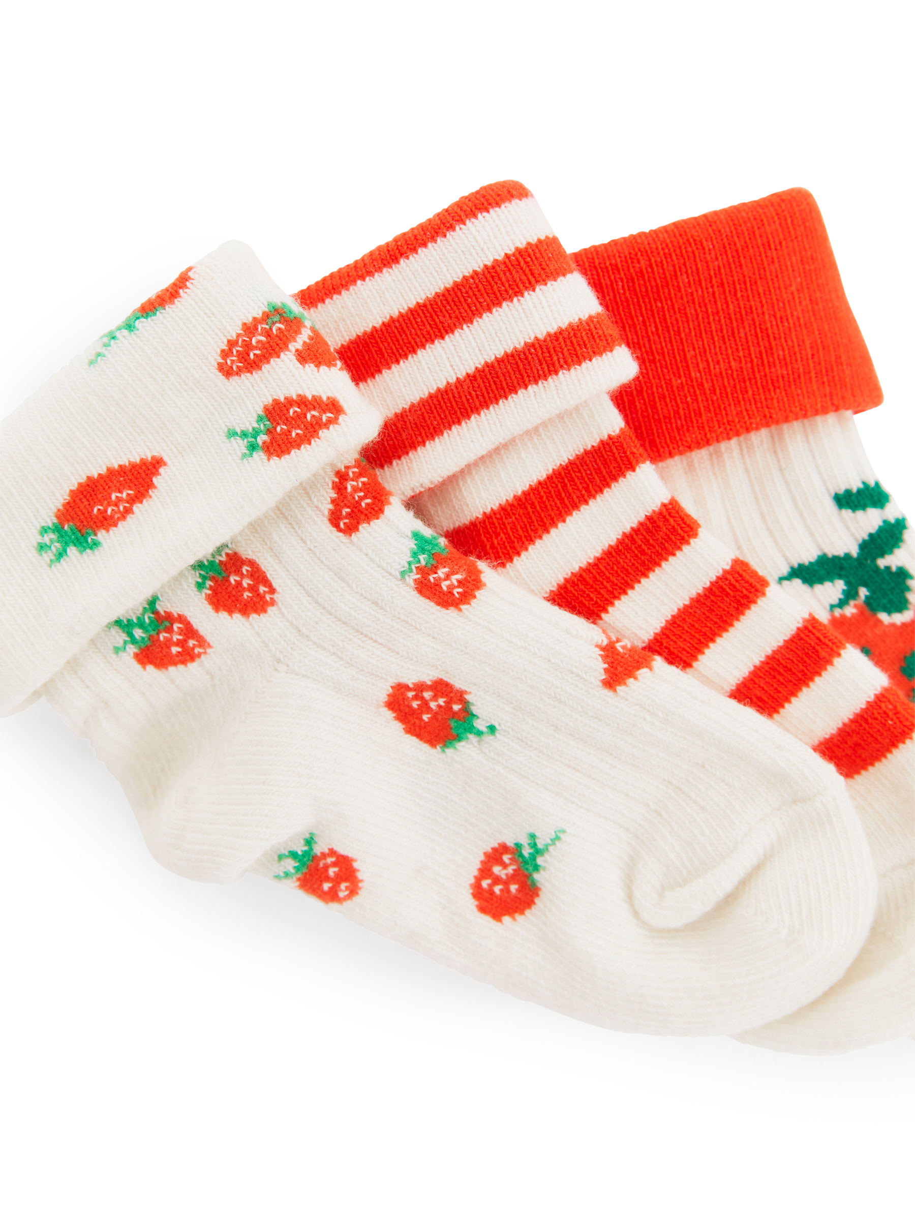 Gerippte Socken, 3er-Pack - Weiß/Rot - Kinder - StillMedia/DescriptiveDetail - 1
