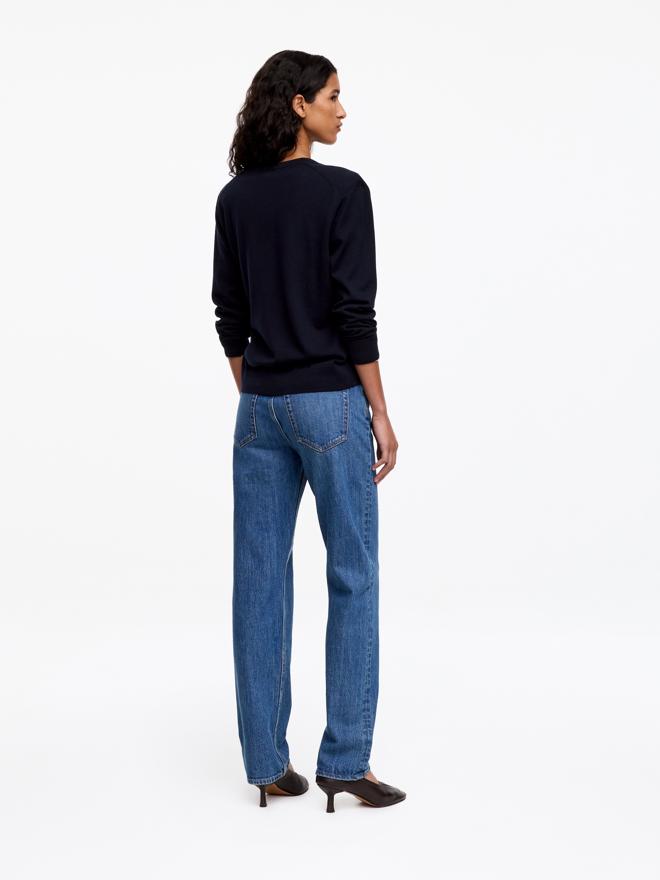 Cardigan in lana merino - Blu scuro - Regular fit - women - StillMedia/Lookbook - 4