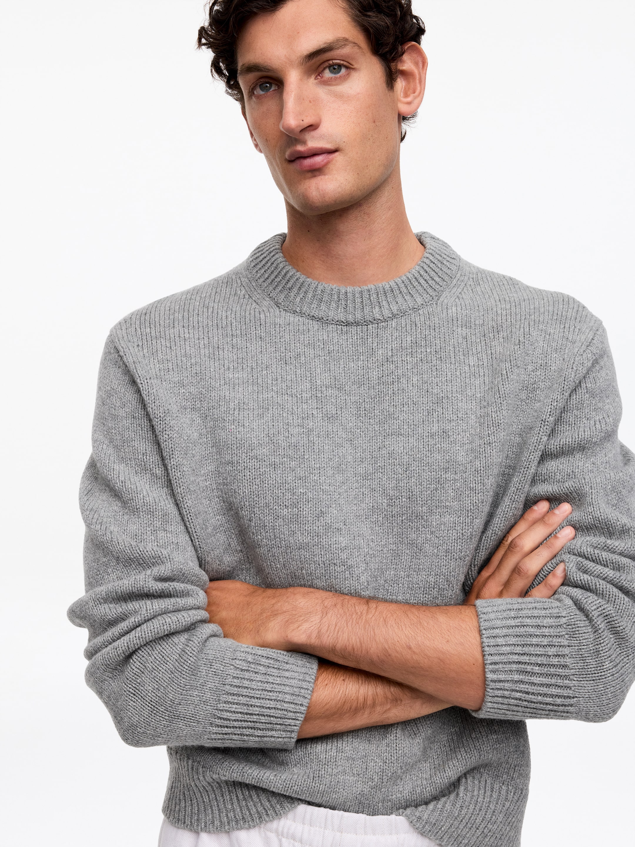 Pullover aus schwerem Wollstrick - Hellgrau meliert - Relaxed Fit - Herren - StillMedia/Lookbook - 9