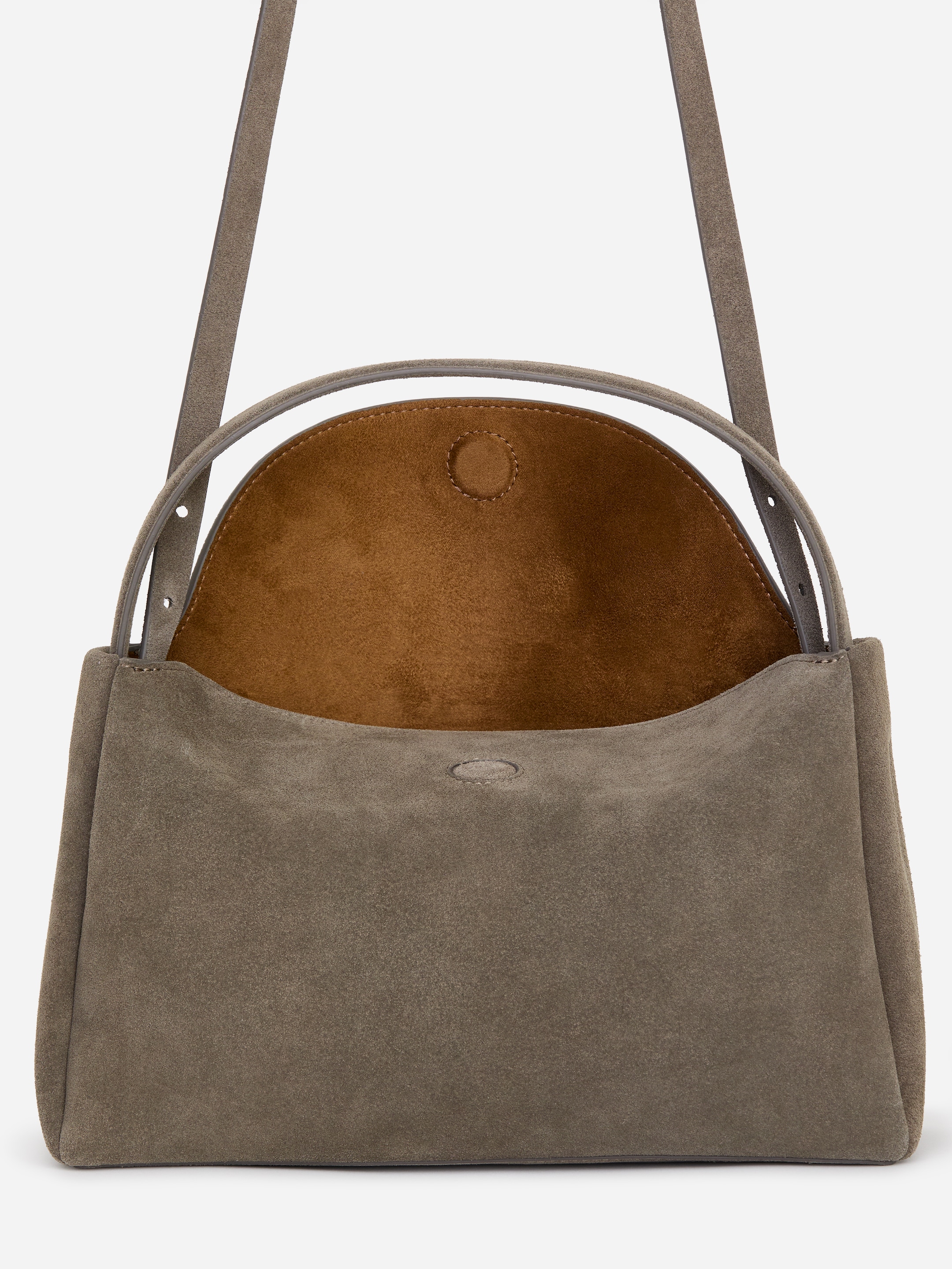Suede shoulder bag - Dark mole - women - StillMedia/DescriptiveDetail - 1