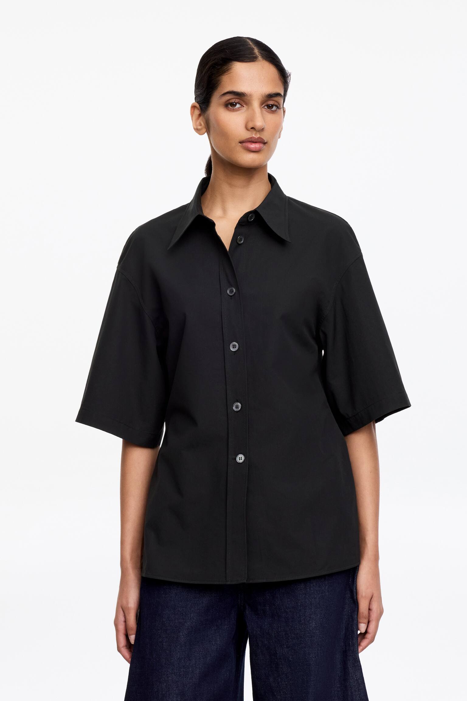 Kortärmad skjorta - Svart/Rosa - 1