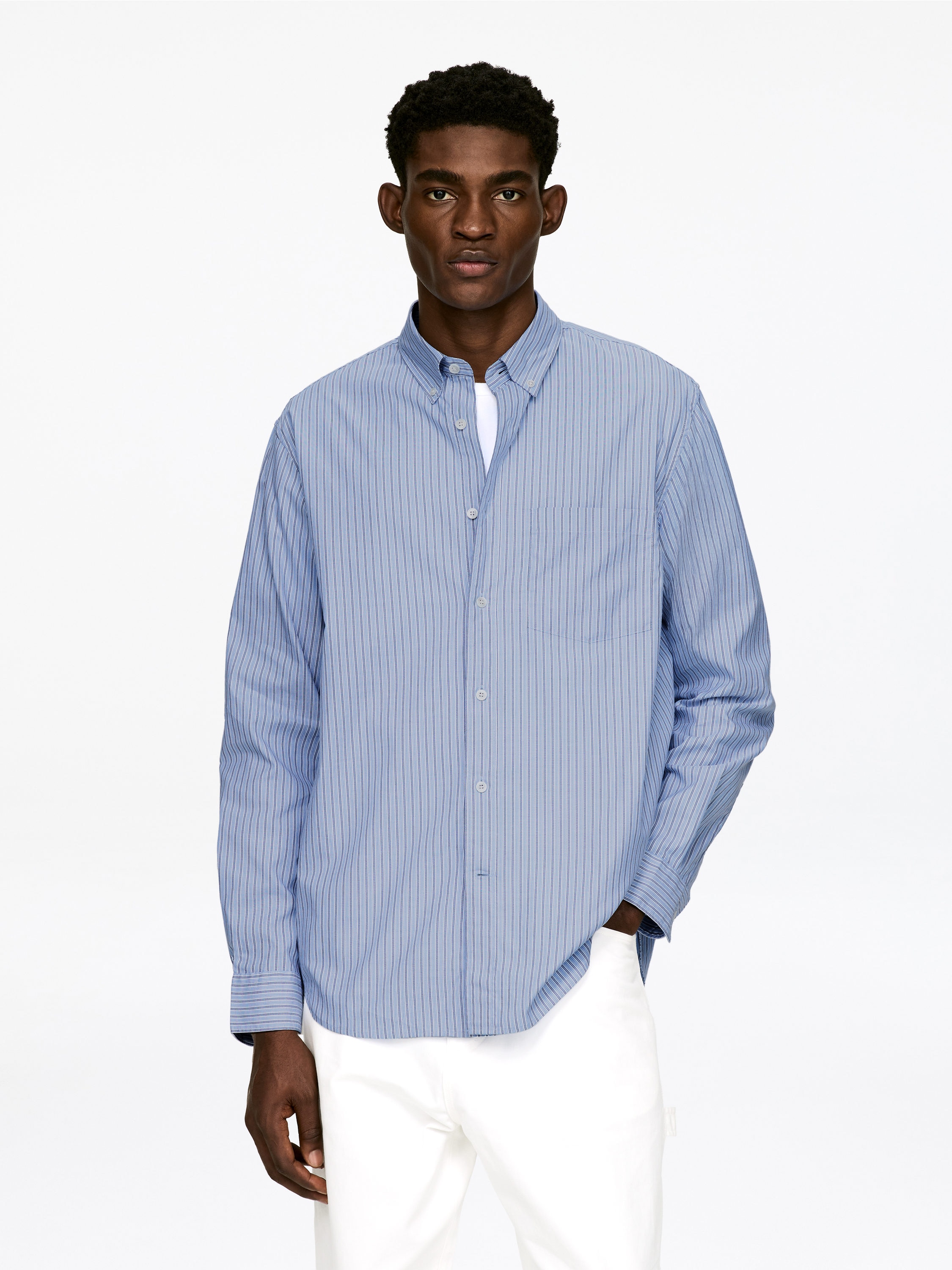 Relaxed Button-Down Shirt-#A3BBE0-15055