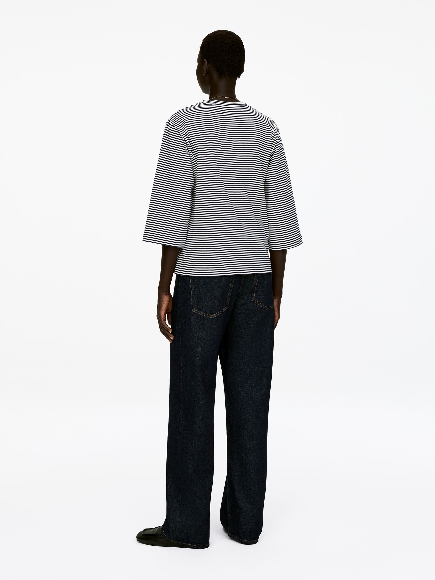 T-shirt en tissu lourd EIRA - Bleu foncé/Blanc - Regular fit - Femme - StillMedia/Lookbook - 9