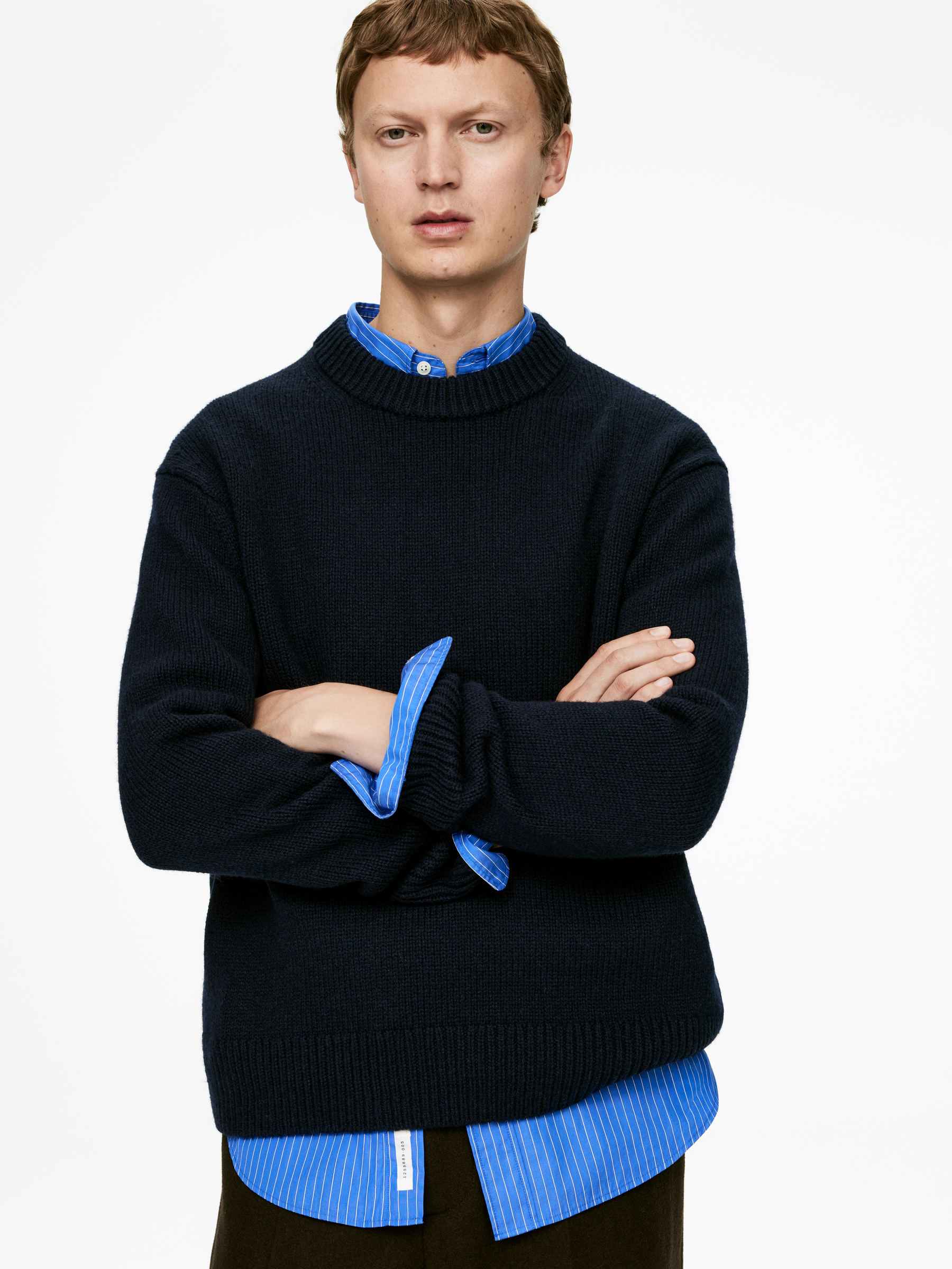 Heavy Knit Wool Jumper - Dark Blue - Relaxed fit - Men - StillMedia/Lookbook - 6