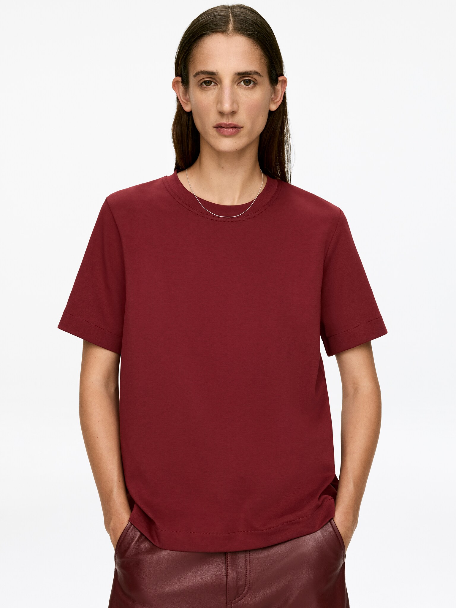 PEARL Heavyweight T-Shirt - Burgundy/Taupe/Pink/Black/Dark Brown/Grey Melange/White/Dark Blue - 4