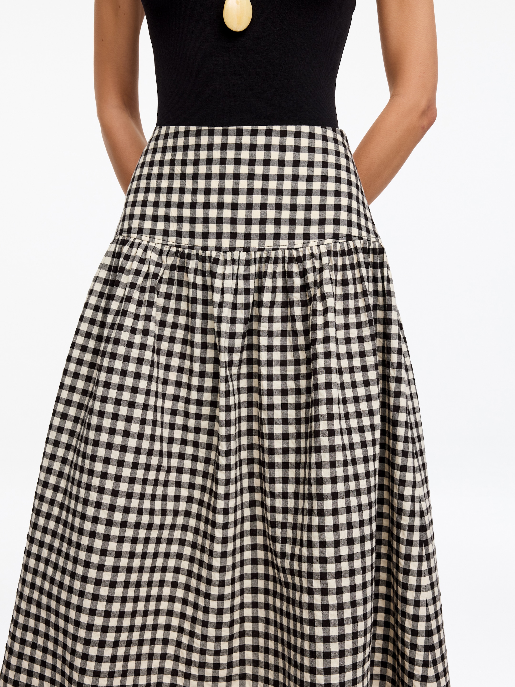 Gonna in seersucker - Bianco/Nero - Regular fit - Women - StillMedia/Lookbook - 3