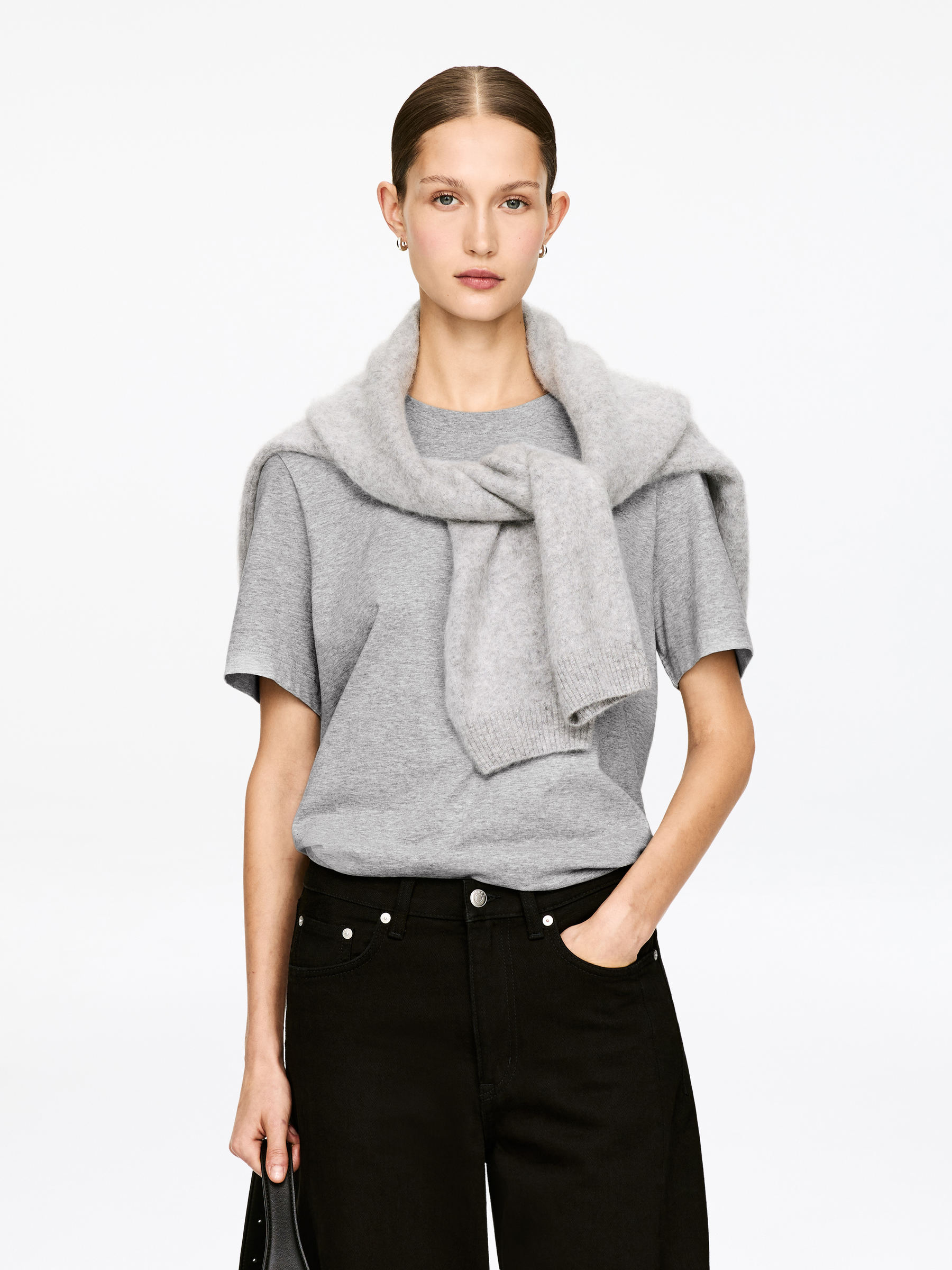 LILY Charakteristisches T-Shirt - Graumeliert - Regular Fit - Damen - StillMedia/Lookbook - 39