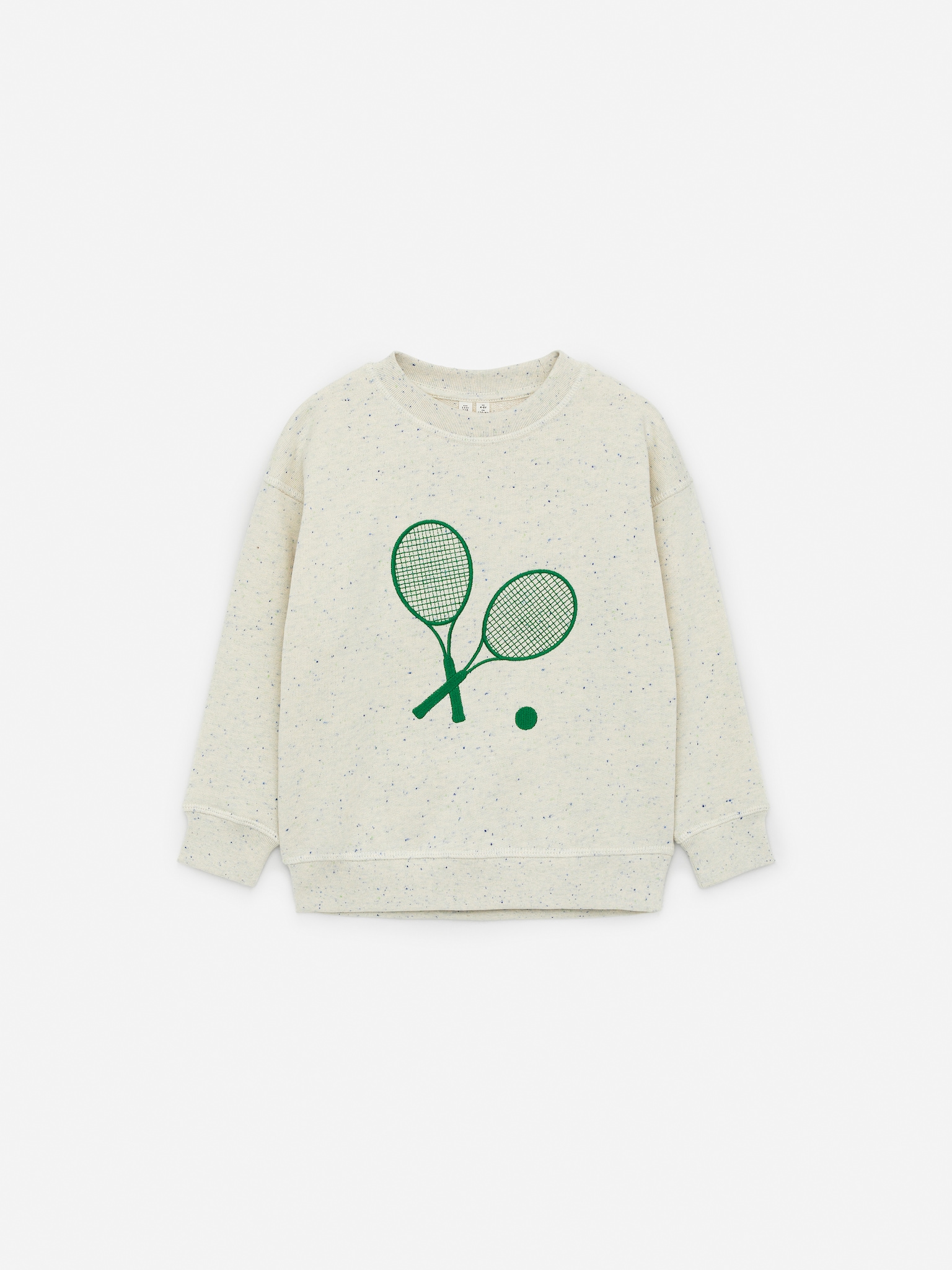 Vyšívaná mikina - Slonová kost/zelená/Off White/Blue Neps