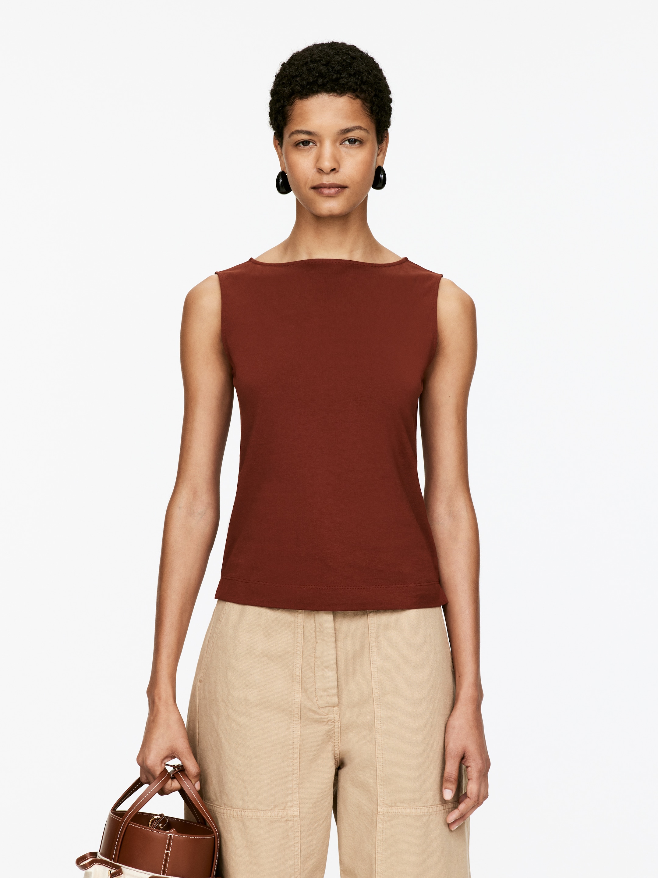 Ver imagen más grande: Top sin mangas de tipo deportivo con cuello barco - Óxido - MUJER | H&M ES 1