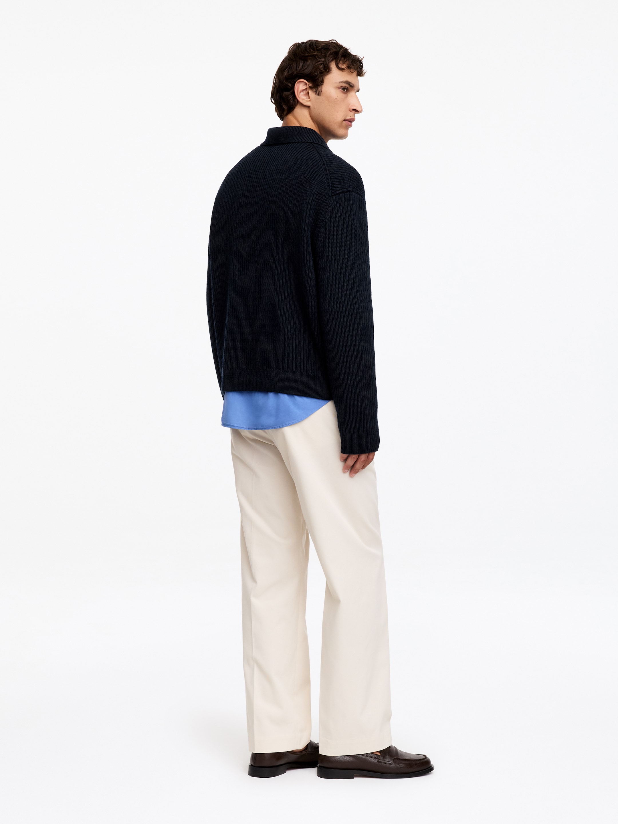 Kardigan z wełny i bawełny z zamkiem błyskawicznym - Ciemnoniebieski - Luźny fason - men - StillMedia/Lookbook - 4