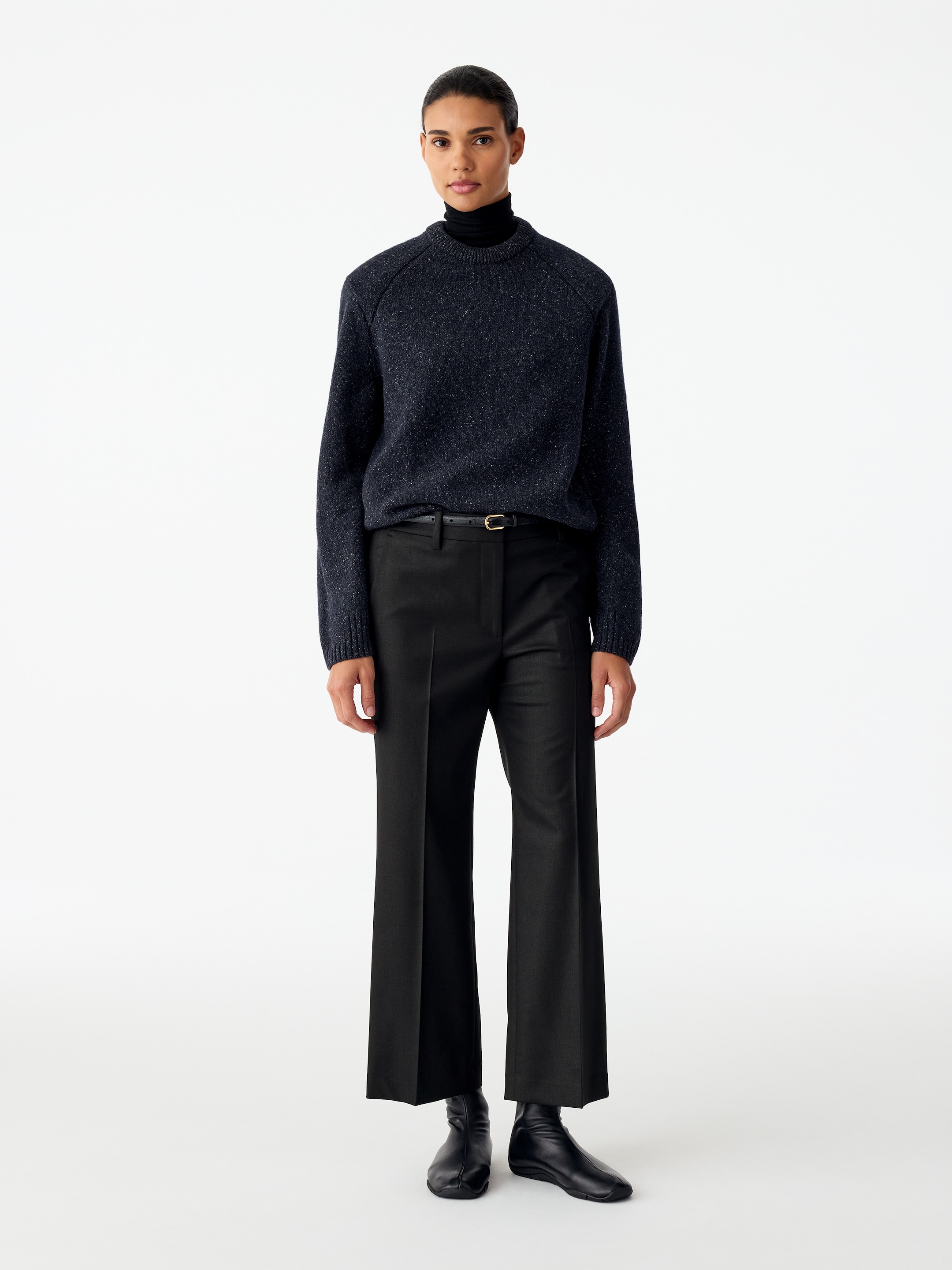 Tailored Ankle-Length Trousers-Black-21264