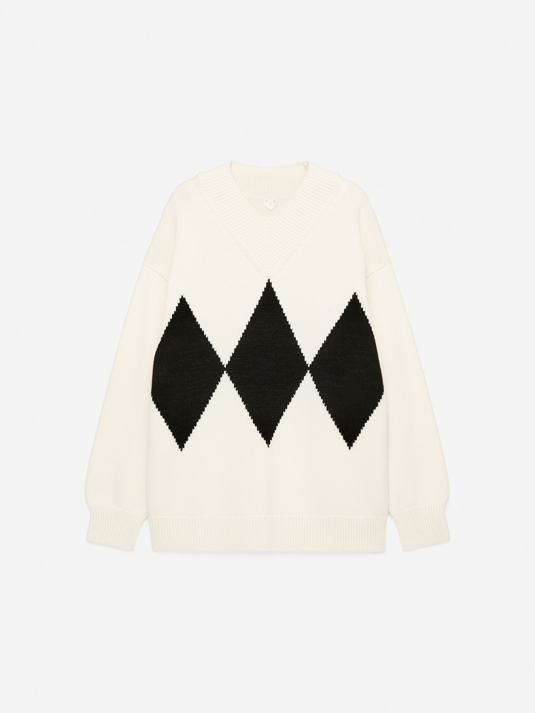 Tröja i ull och bomull - Vit/svart - Relaxed fit - Women - StillMedia/DescriptiveStillLife - 1