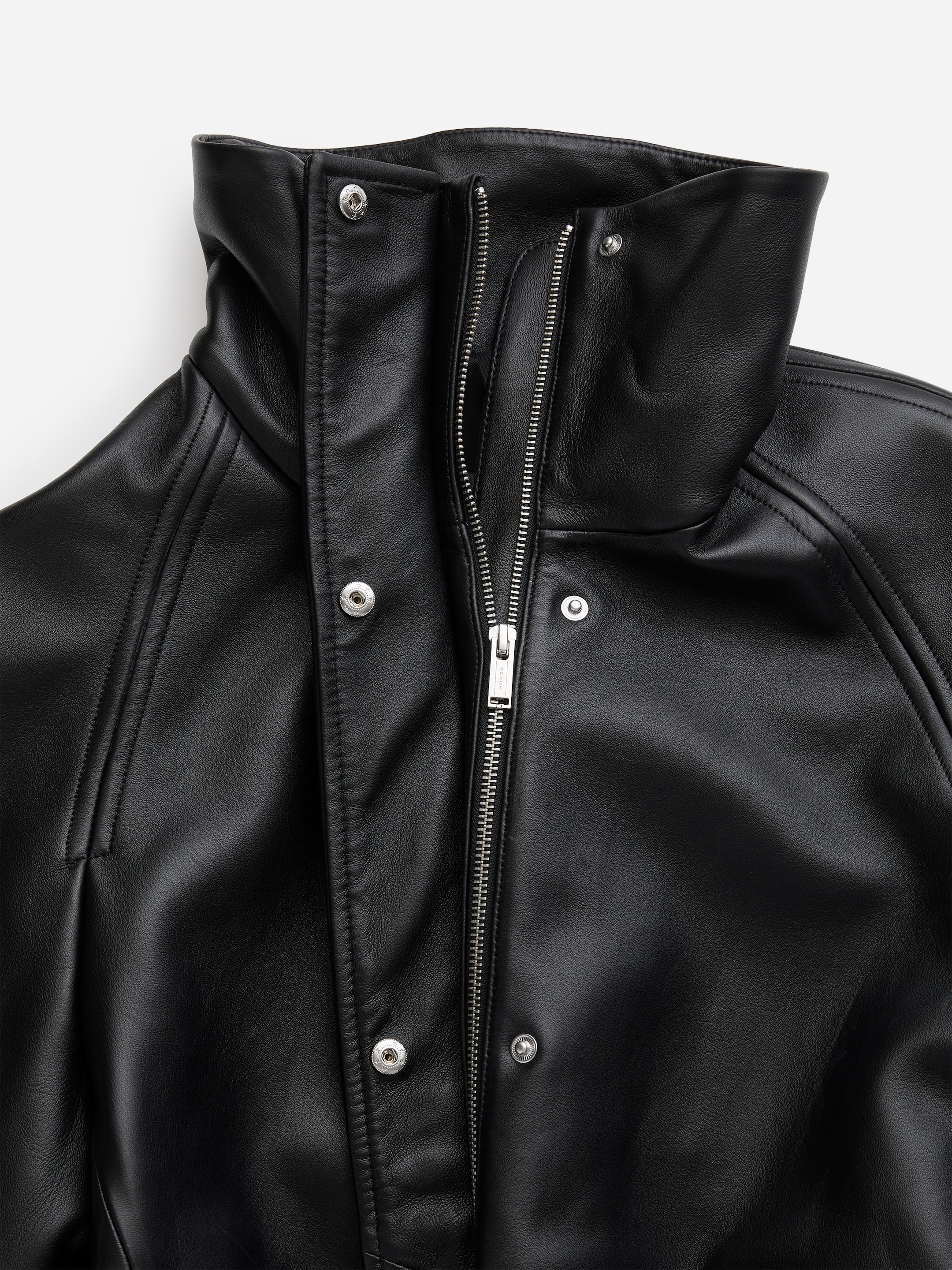 Leather Funnel-Neck Jacket - Black - Relaxed fit - women - StillMedia/DescriptiveDetail - 2