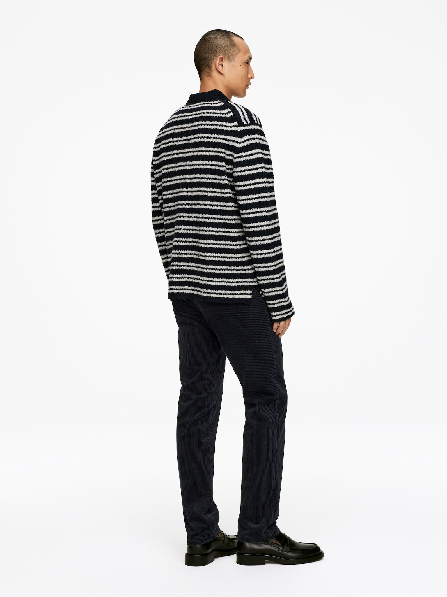 Straigh-Fit Corduroy Chinos - Dark Blue/Dark Beige - 3