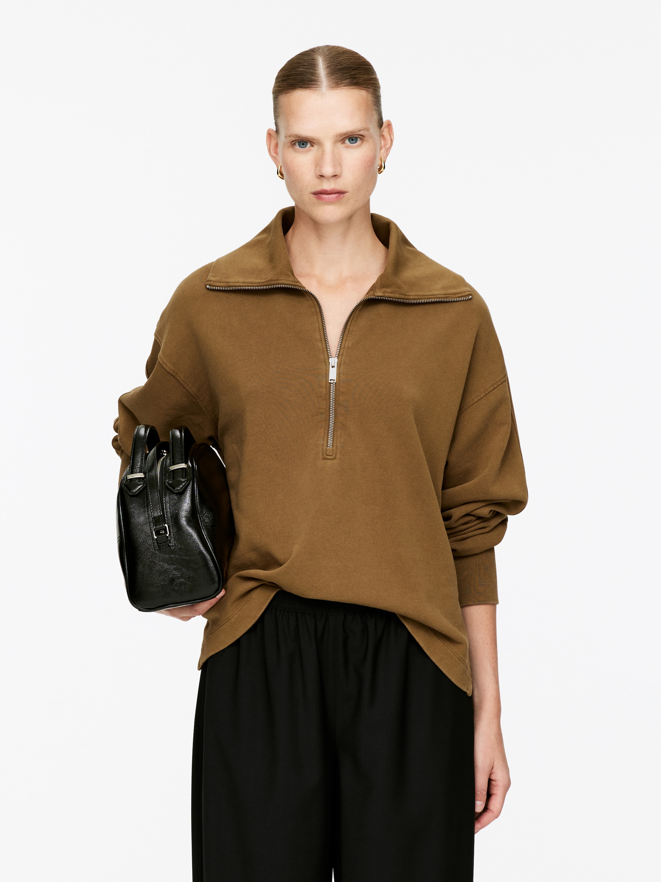 Größeres Bild anzeigen: Sweatshirt mit halbem Reißverschluss - Braun - Ladies | H&M AT 1