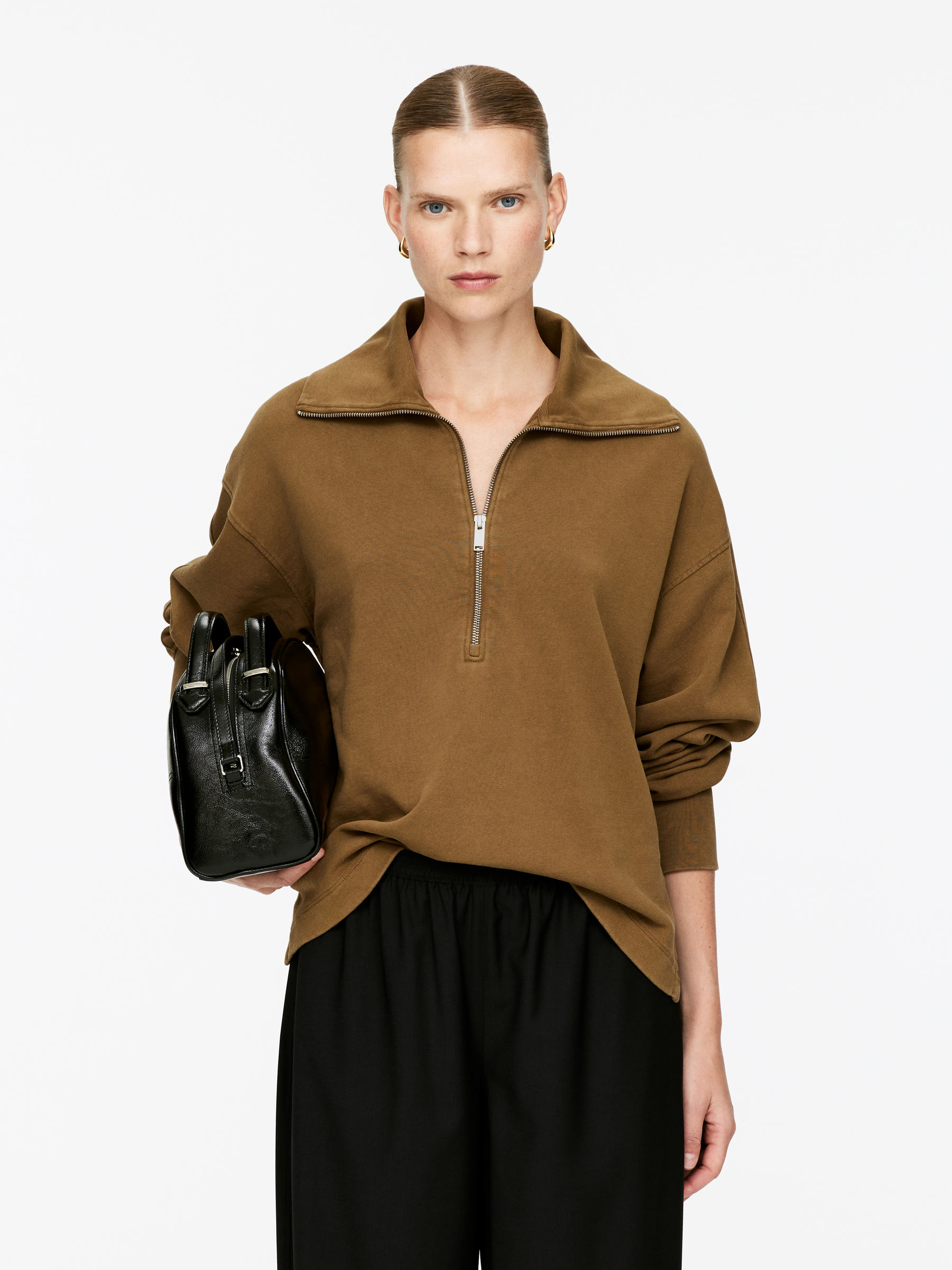 Sweatshirt mit halbem Reißverschluss - Braun - Regular Fit - Damen - StillMedia/Lookbook - 5