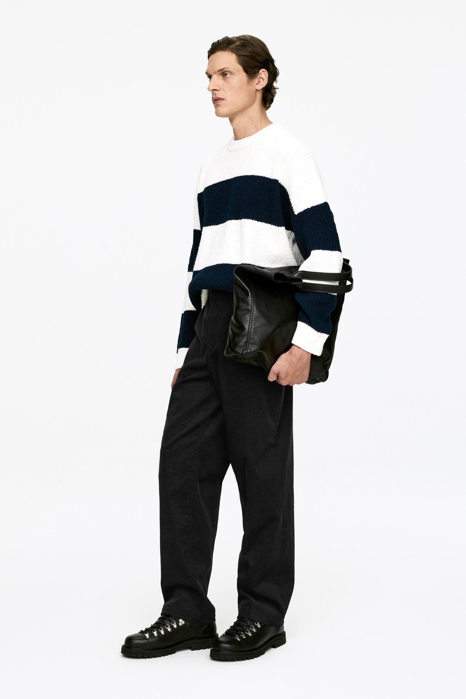 Uvolněné manšestrové kalhoty - Černá/Zelená - 6