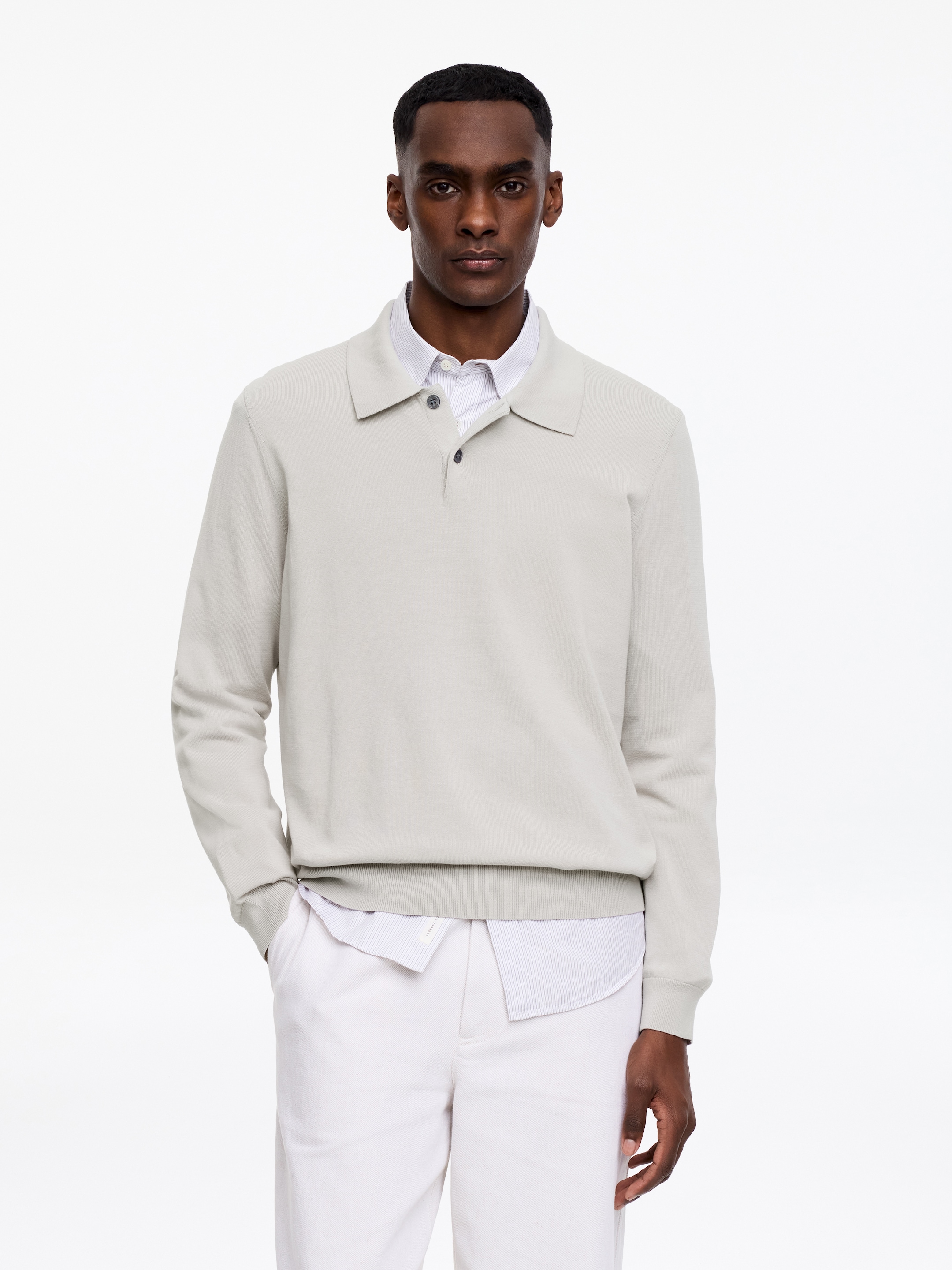 Cotton Polo Shirt-#B9B1AA-18202