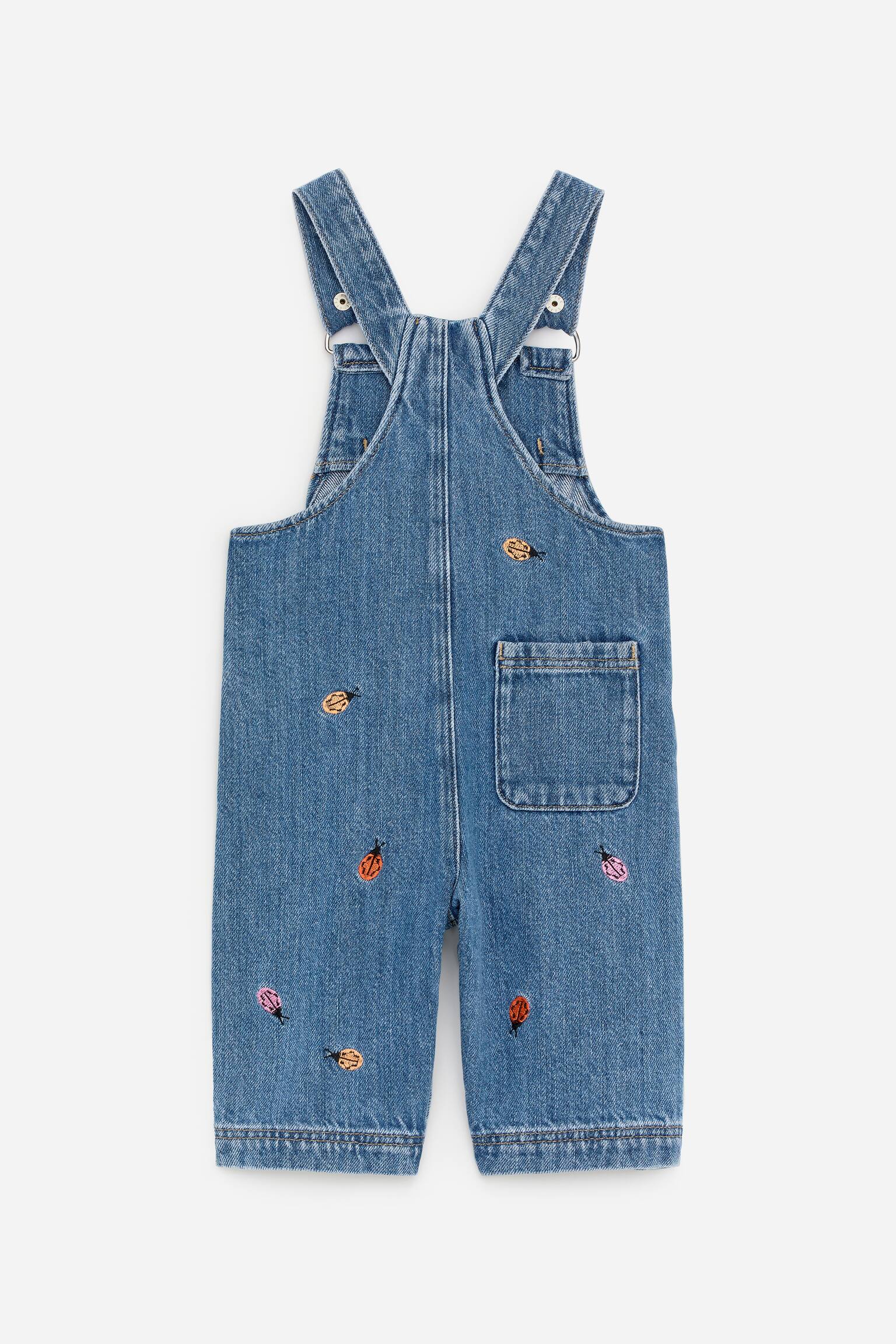 Salopette en denim brodée - Bleu/Coccinelles - 3