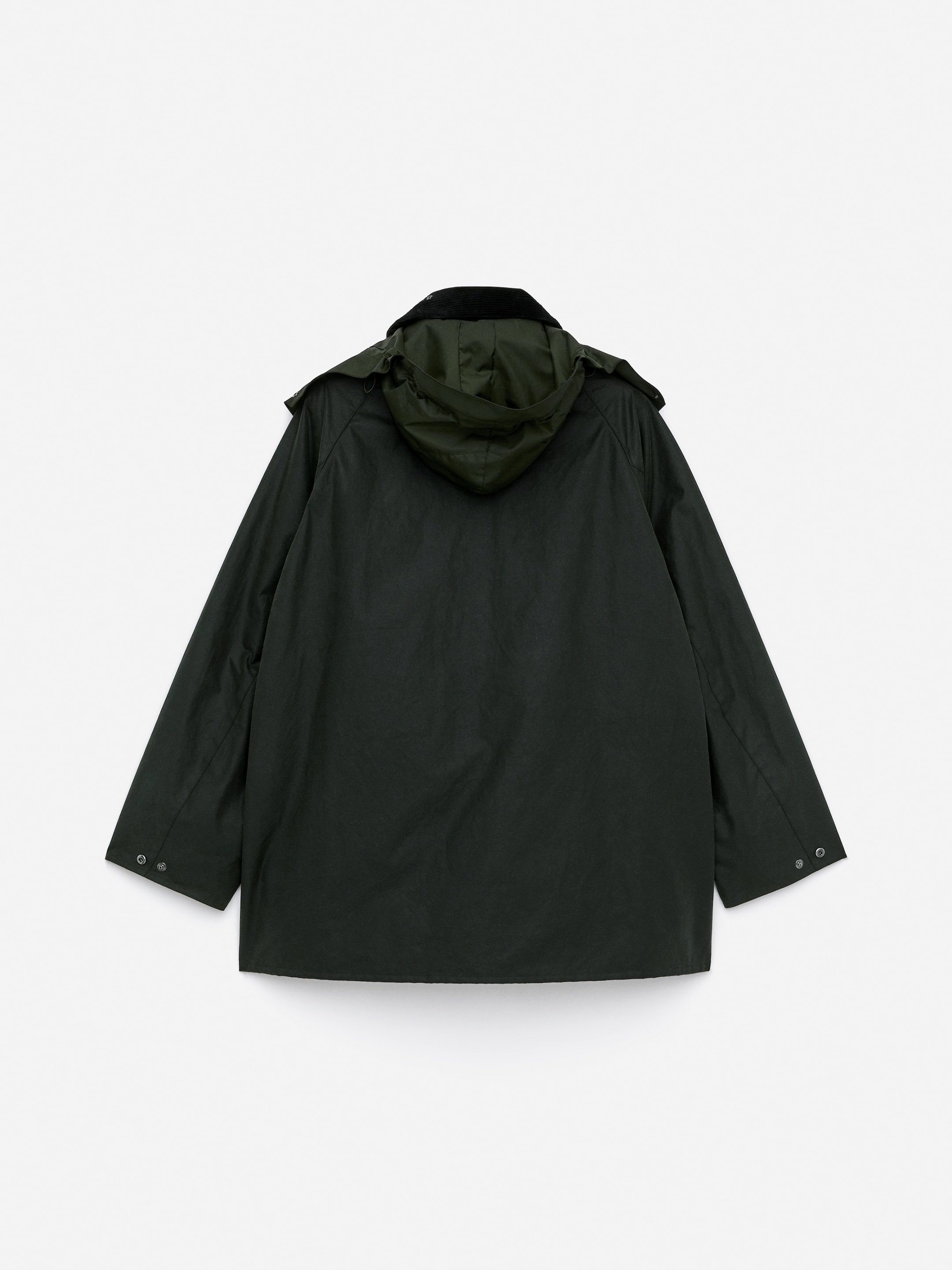 ARKET and Barbour Waxed Cotton Jacket - Dark Green/Checkered - Loose fit - Men - StillMedia/DescriptiveStillLife - 5