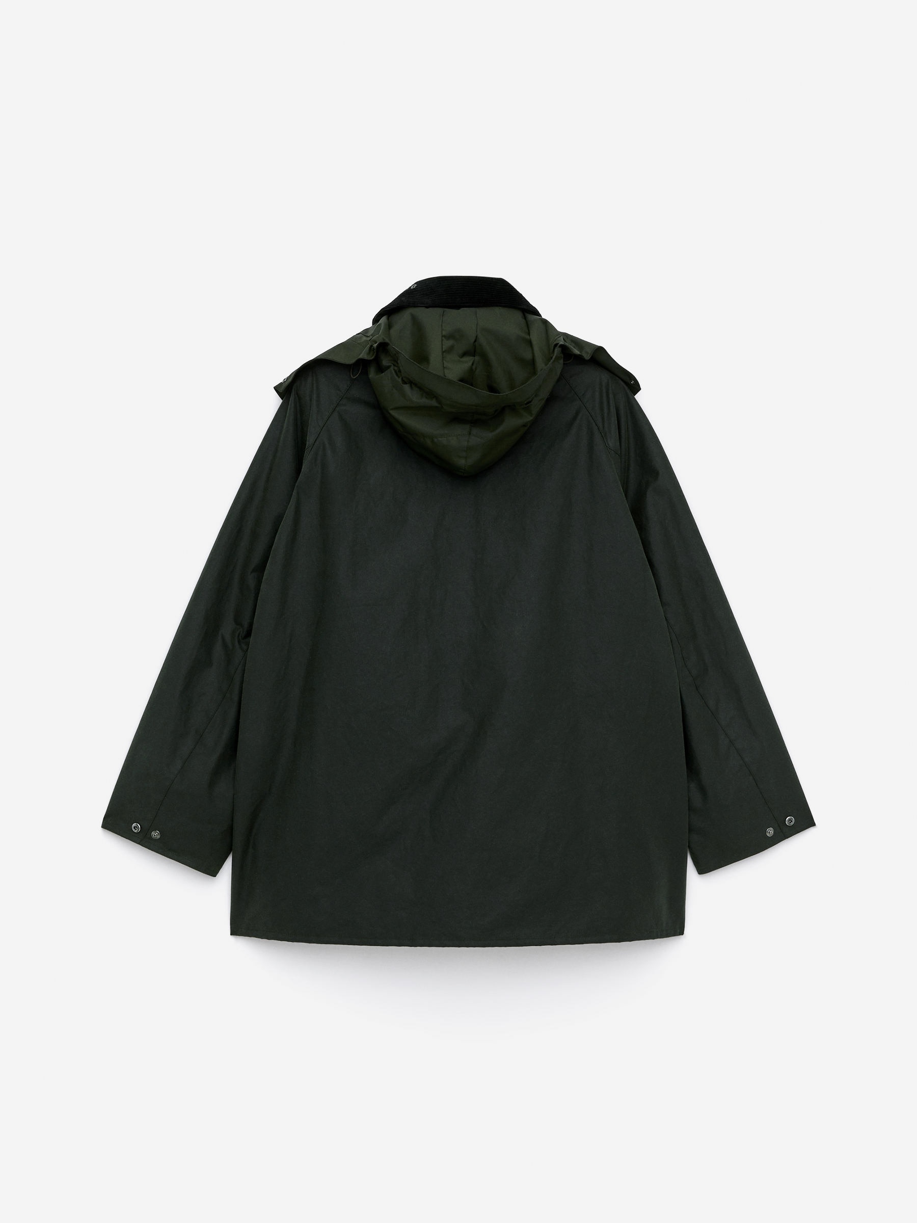 ARKET and Barbour Waxed Cotton Jacket - Dark Green/Checkered - Loose fit - Men - StillMedia/DescriptiveStillLife - 5