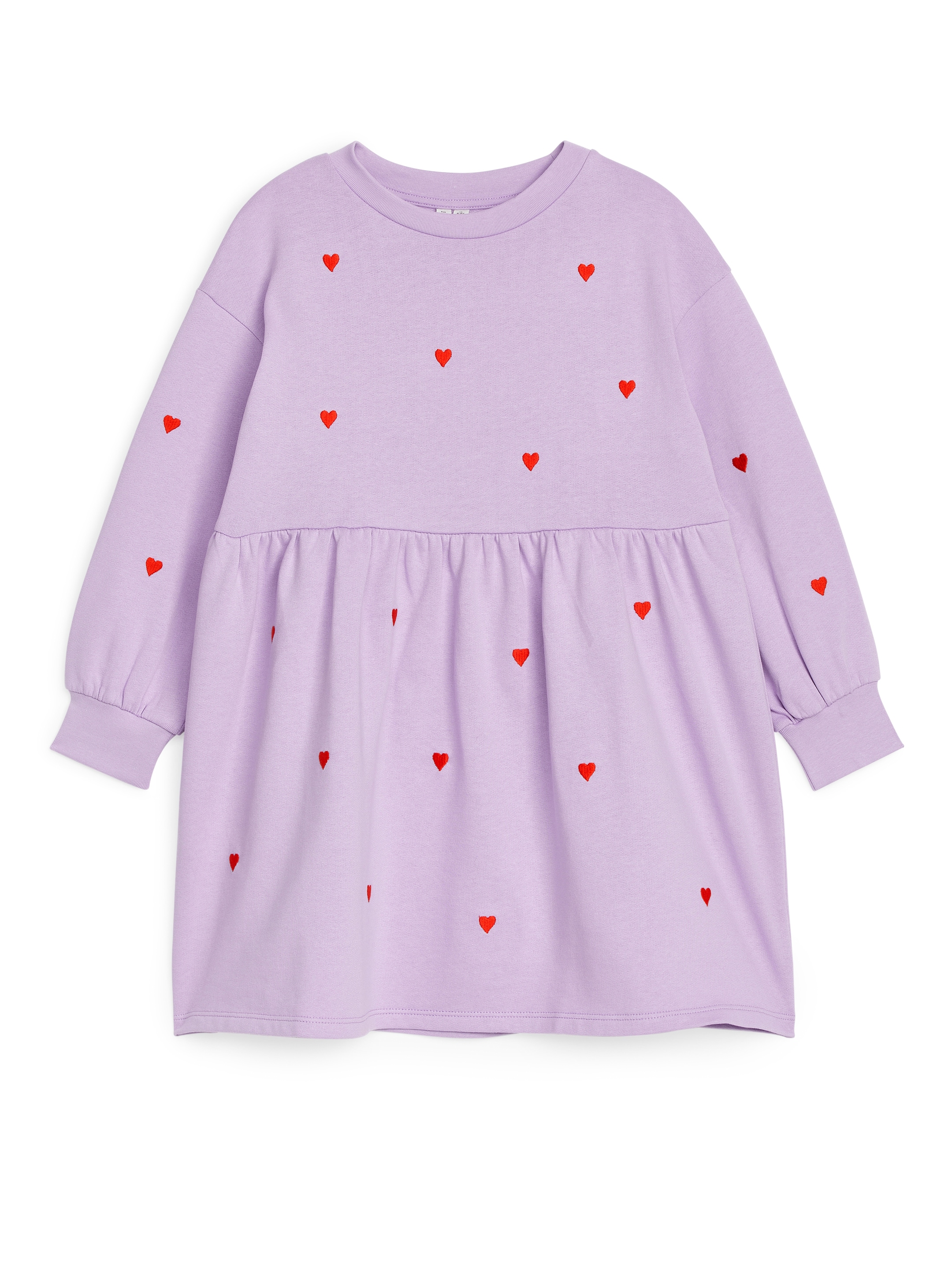 Vestido tipo sudadera con bordados - Lila/corazones rojos - Oversized - Children - StillMedia/DescriptiveStillLife - 3