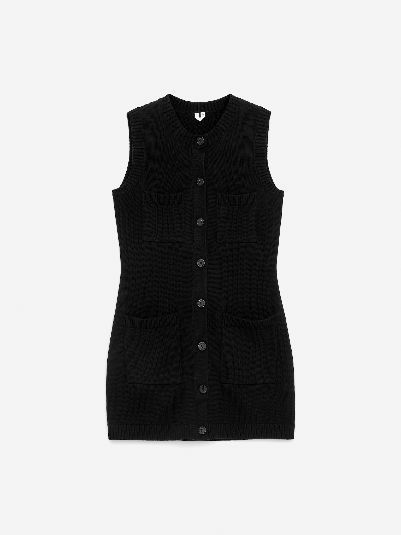 Ärmelloses Strickkleid - Schwarz - 2