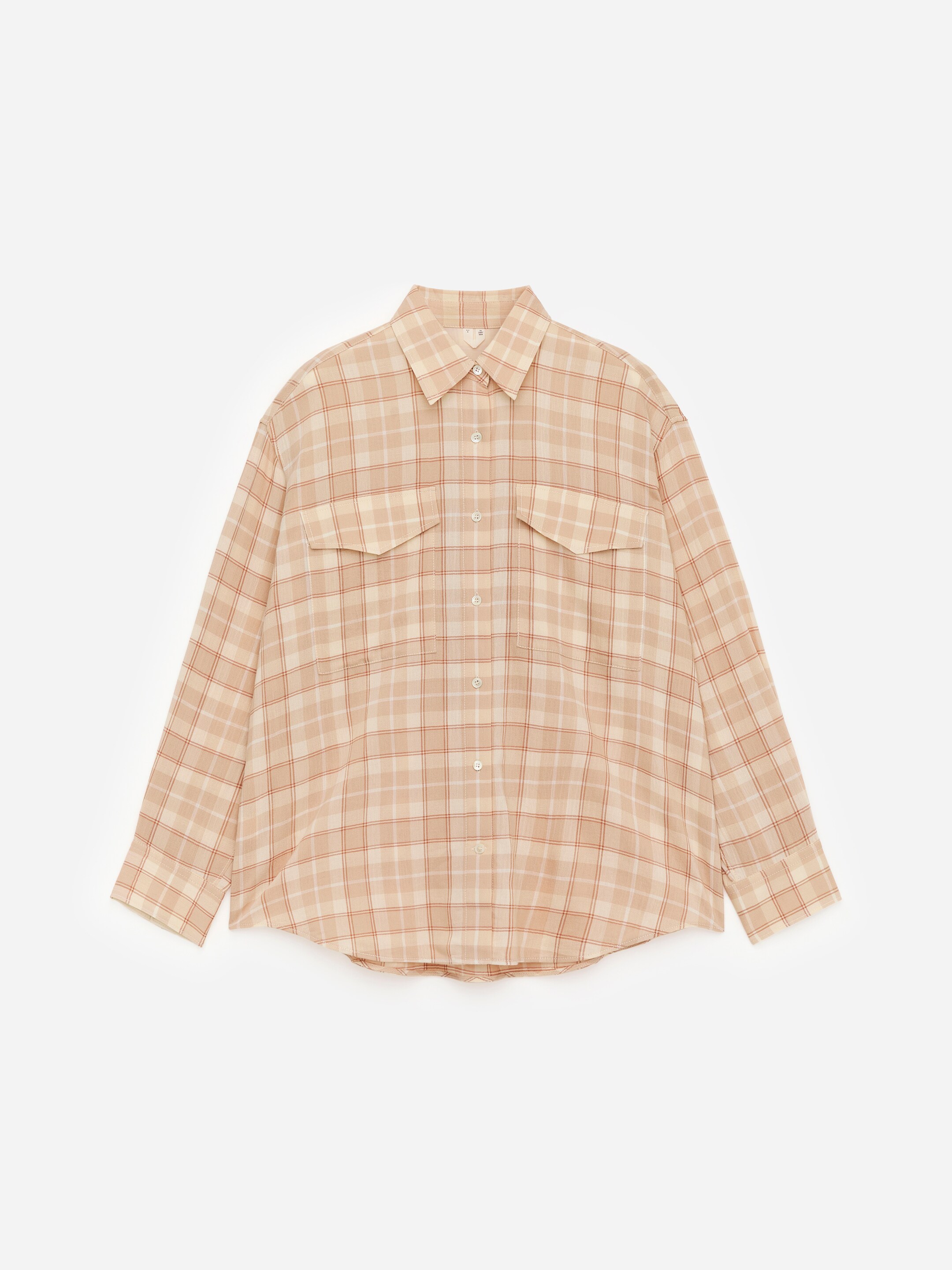 Flannel Shirt - Beige/Checkered - Oversized - Women - StillMedia/DescriptiveStillLife - 1