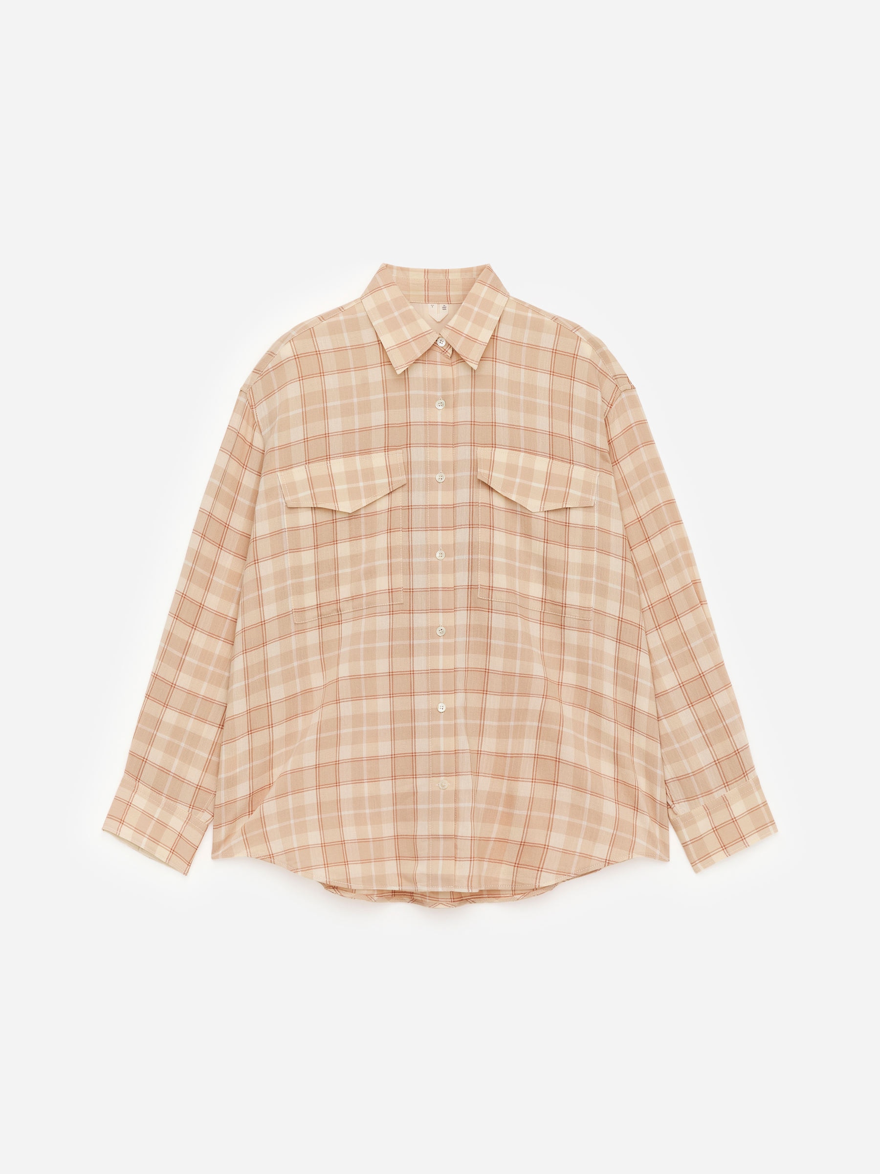 Flannel Shirt - Beige/Checkered - Oversized - Women - StillMedia/DescriptiveStillLife - 1