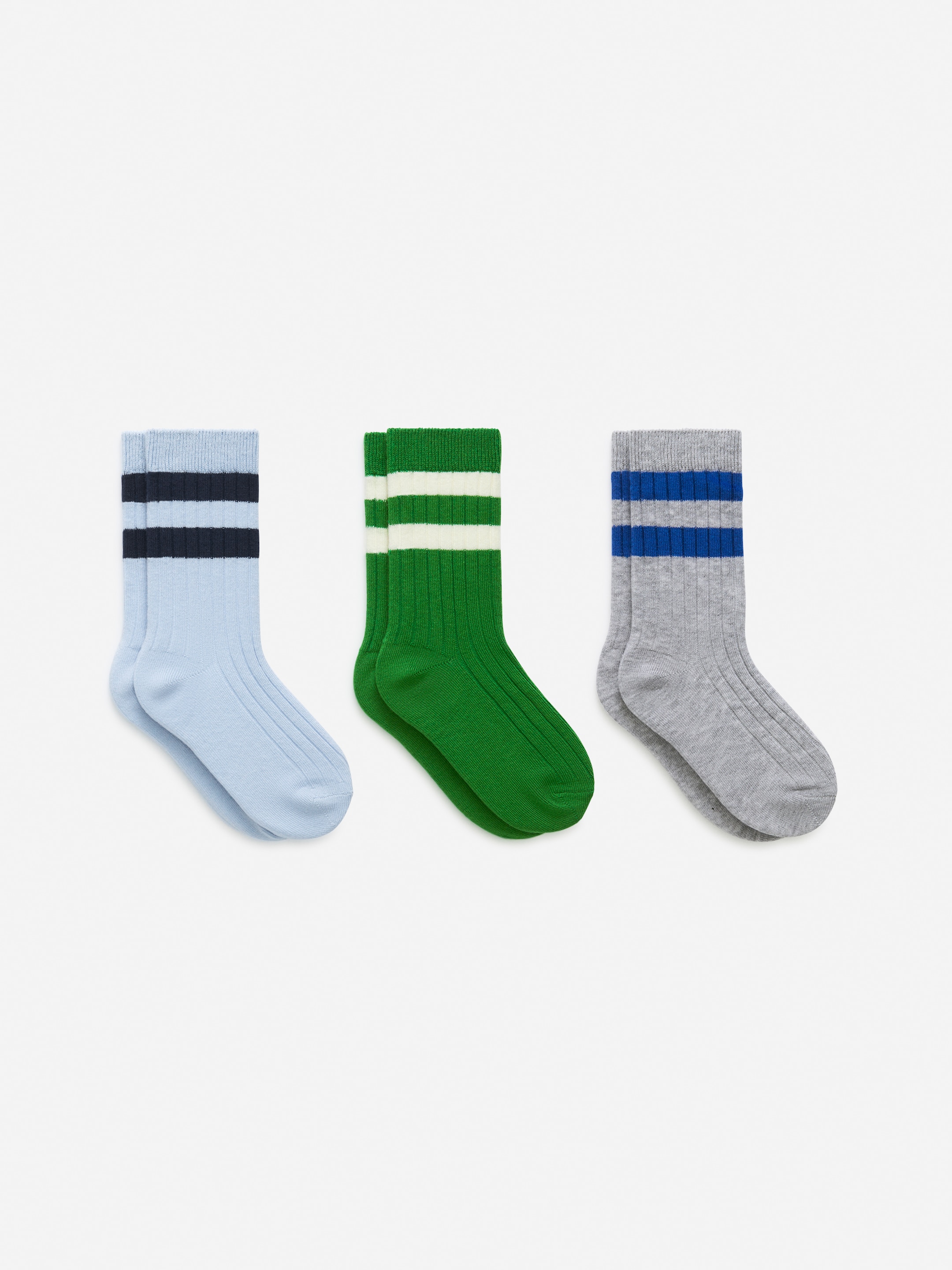 Rib Knit Socks Set of 3 - White/Striped - Children - StillMedia/DescriptiveStillLife - 4