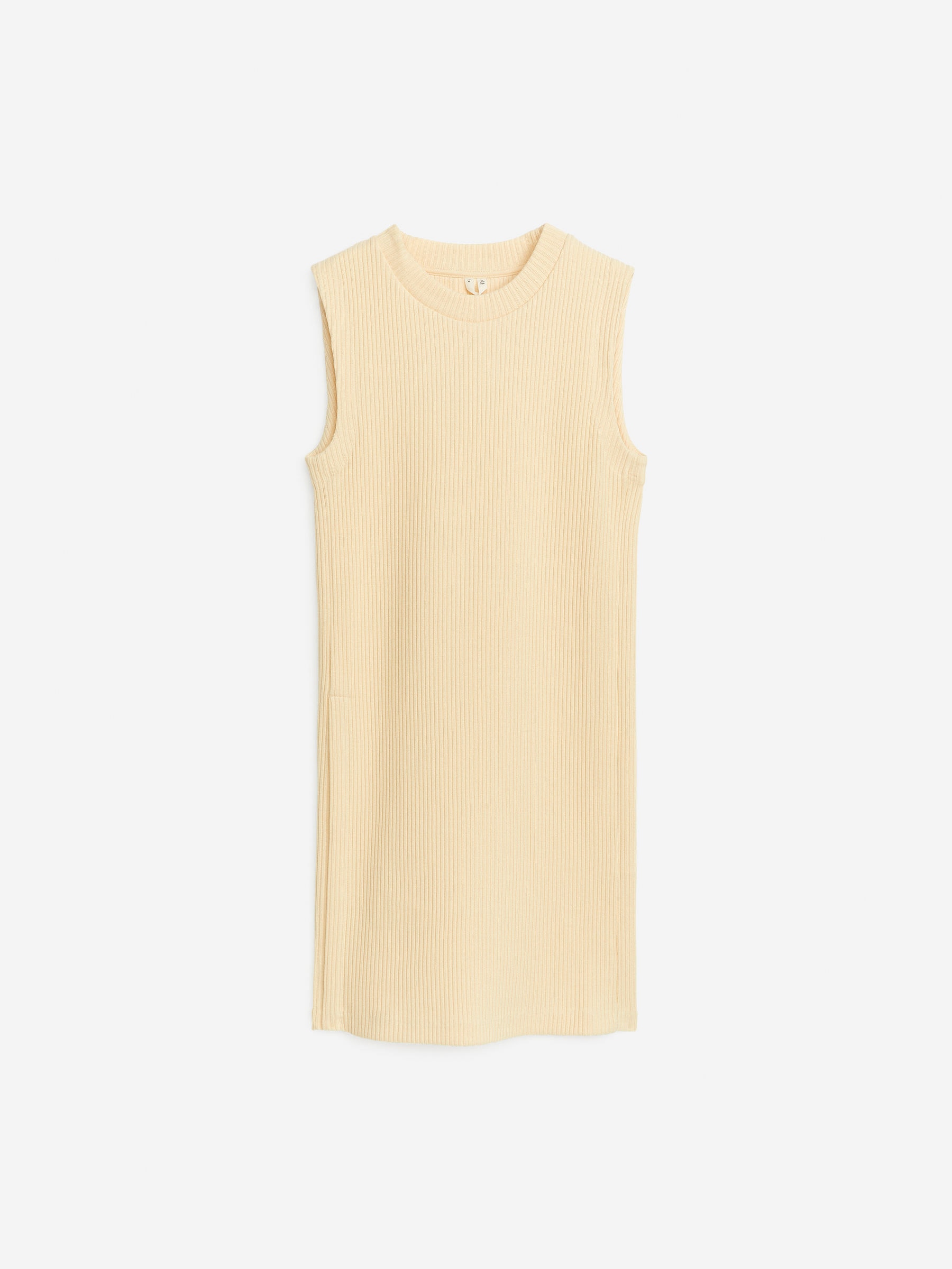 Haut côtelé sans manches-Beige-8210