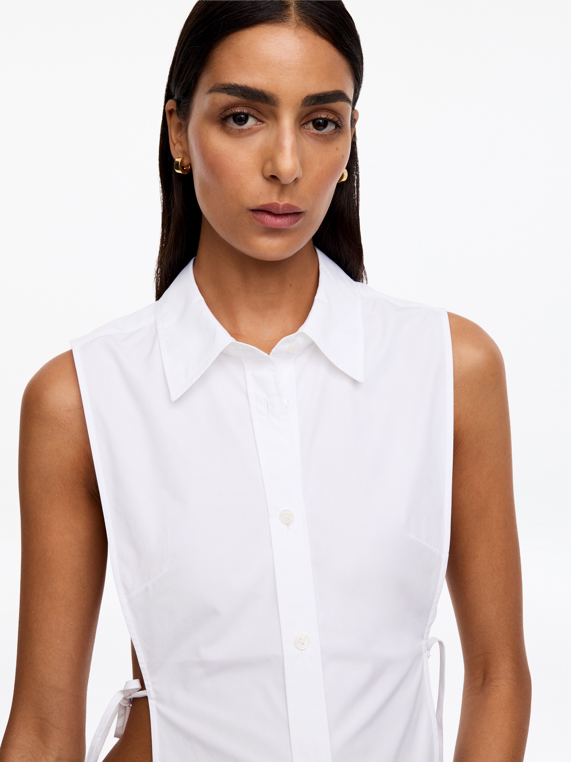 Cotton Bib Shirt - White - Regular fit - Women - StillMedia/Lookbook - 3