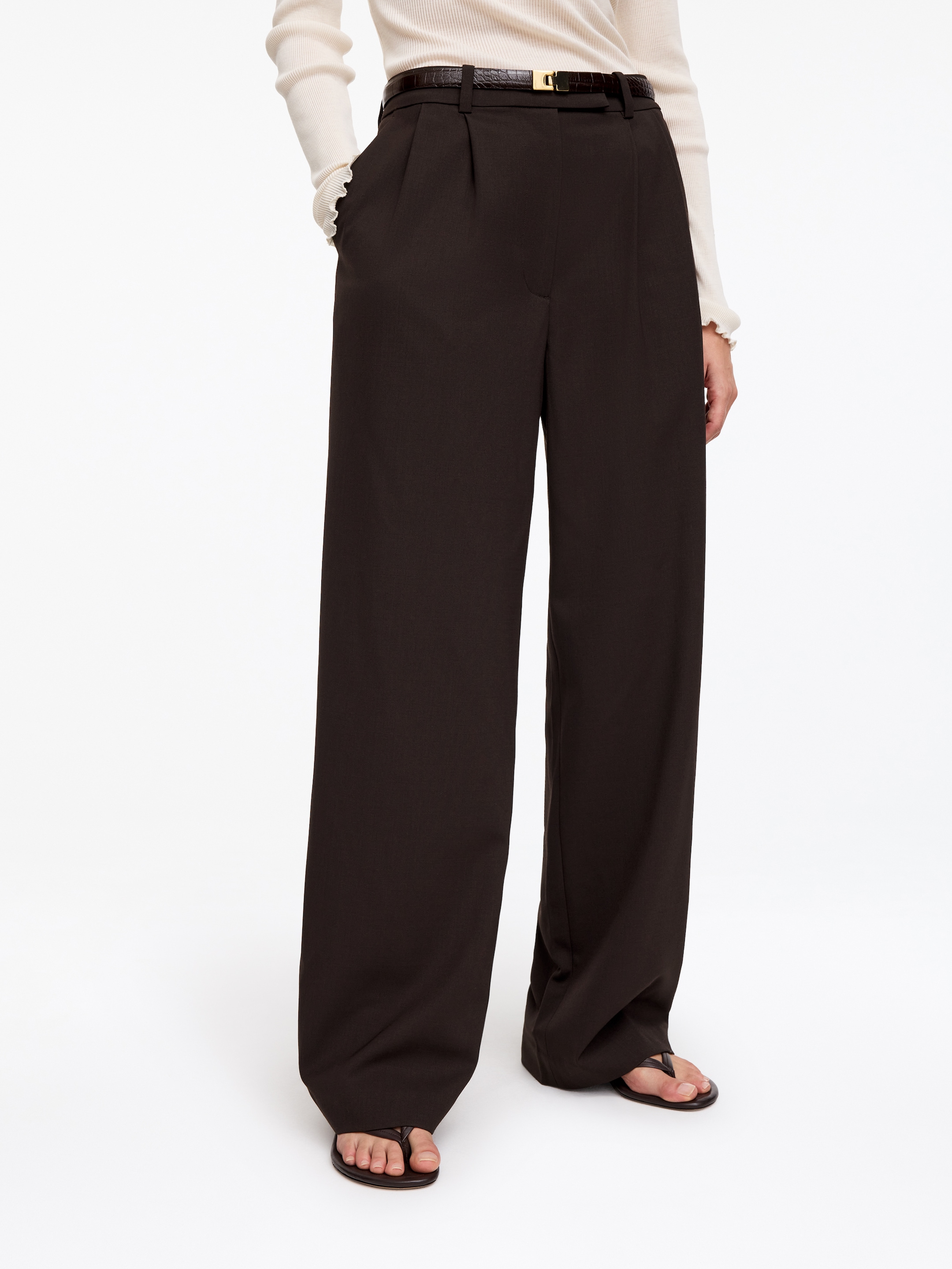 Tailored Wool-Blend Trousers - Brown - Relaxed fit - women - StillMedia/Lookbook - 2