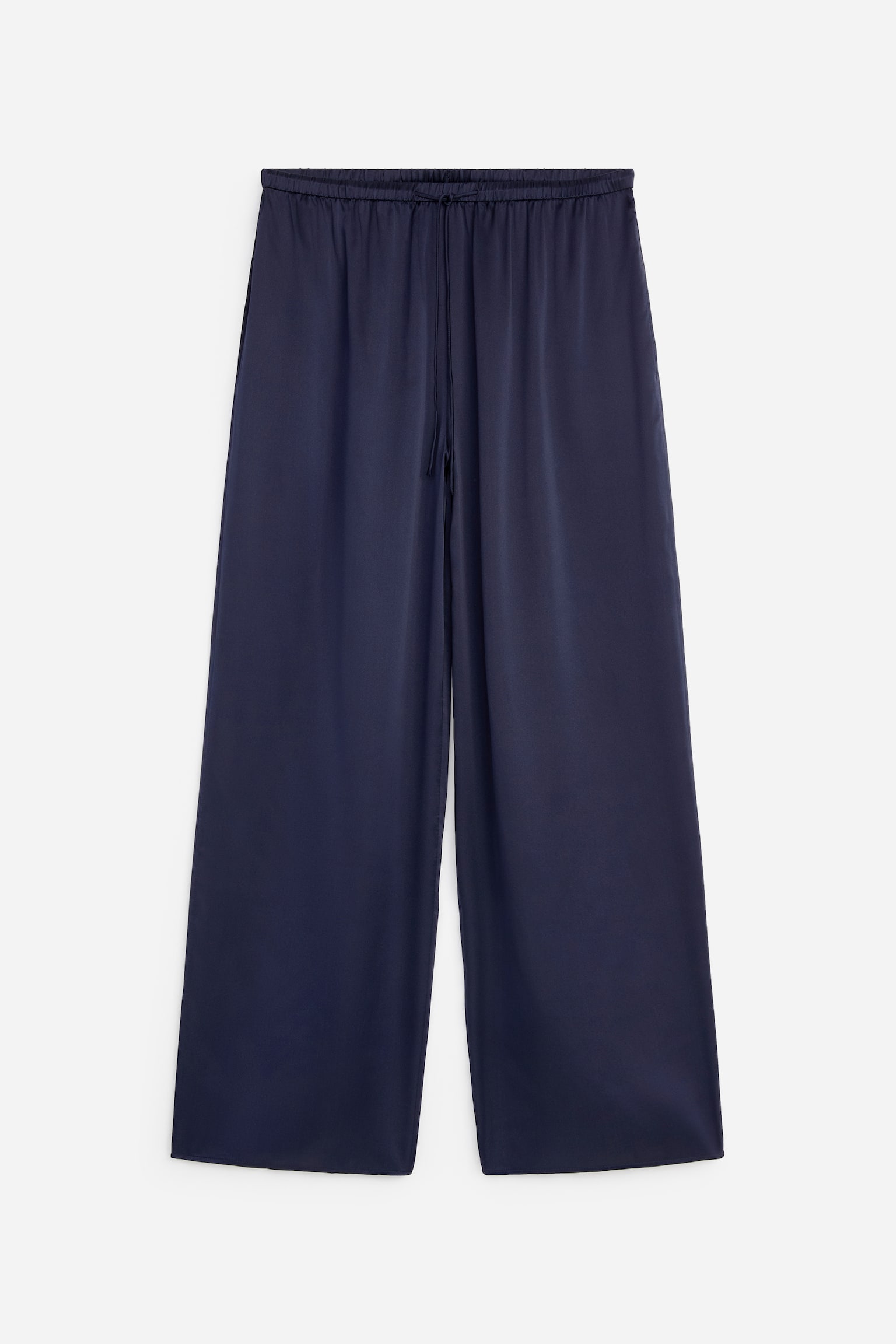 Spodnie z jedwabnej satyny - Ciemnoniebieski - 2